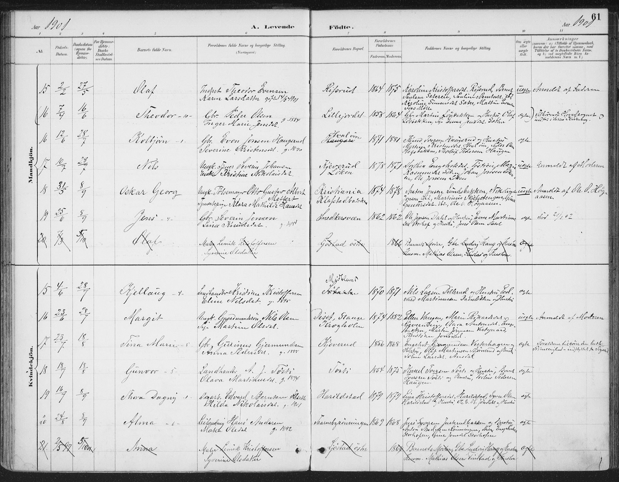 Romedal prestekontor, AV/SAH-PREST-004/K/L0008: Parish register (official) no. 8, 1887-1905, p. 61