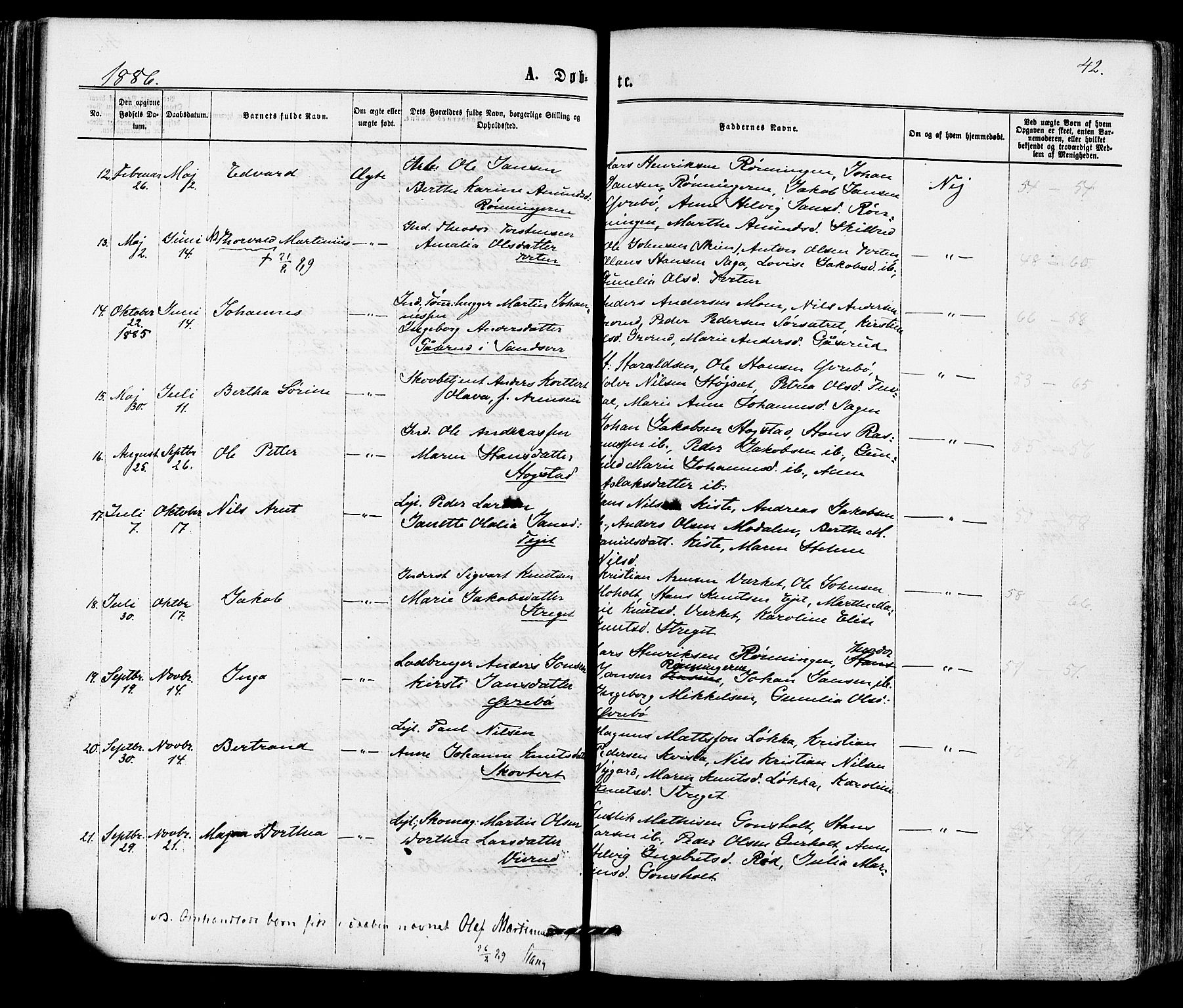 Siljan kirkebøker, AV/SAKO-A-300/F/Fa/L0002: Parish register (official) no. 2, 1870-1895, p. 42