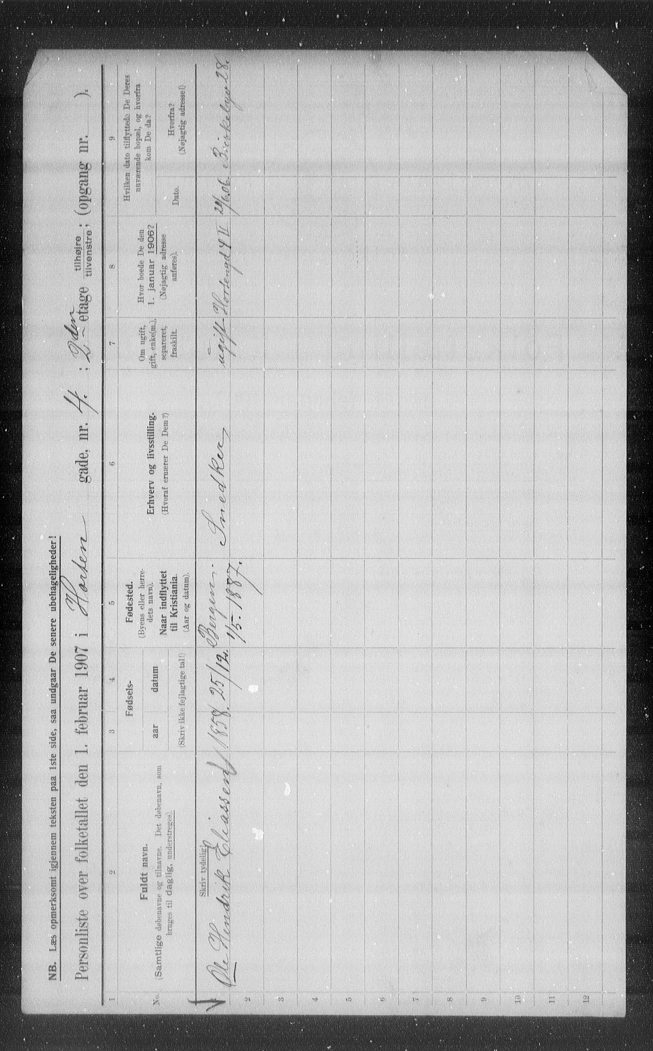 OBA, Municipal Census 1907 for Kristiania, 1907, p. 21263