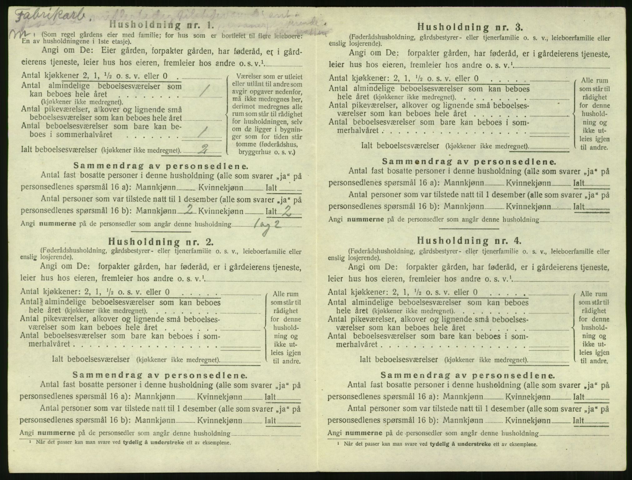 SAT, 1920 census for Vatne, 1920, p. 239