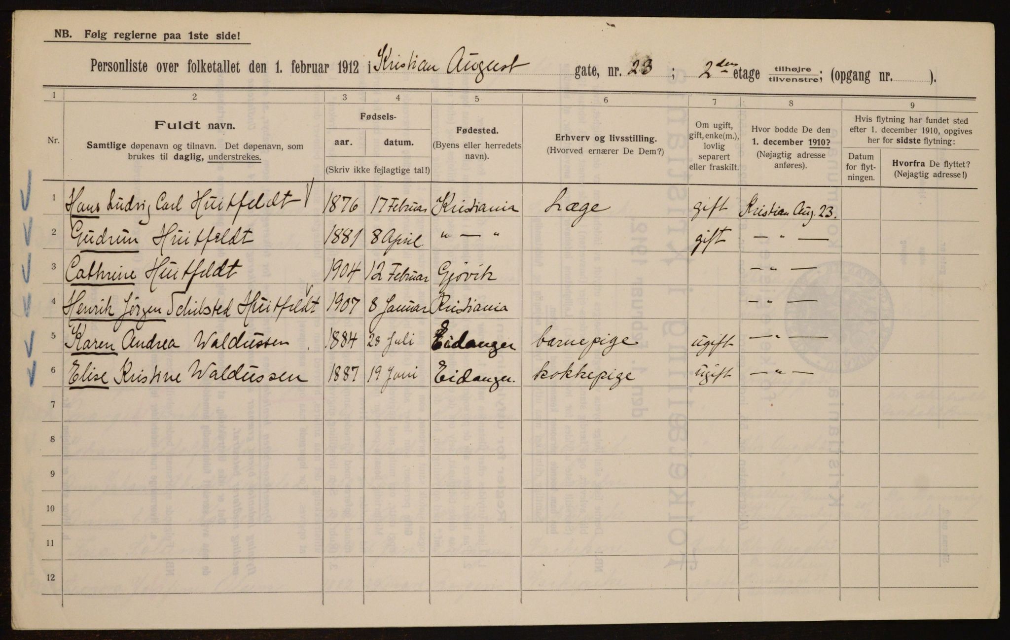 OBA, Municipal Census 1912 for Kristiania, 1912, p. 54371