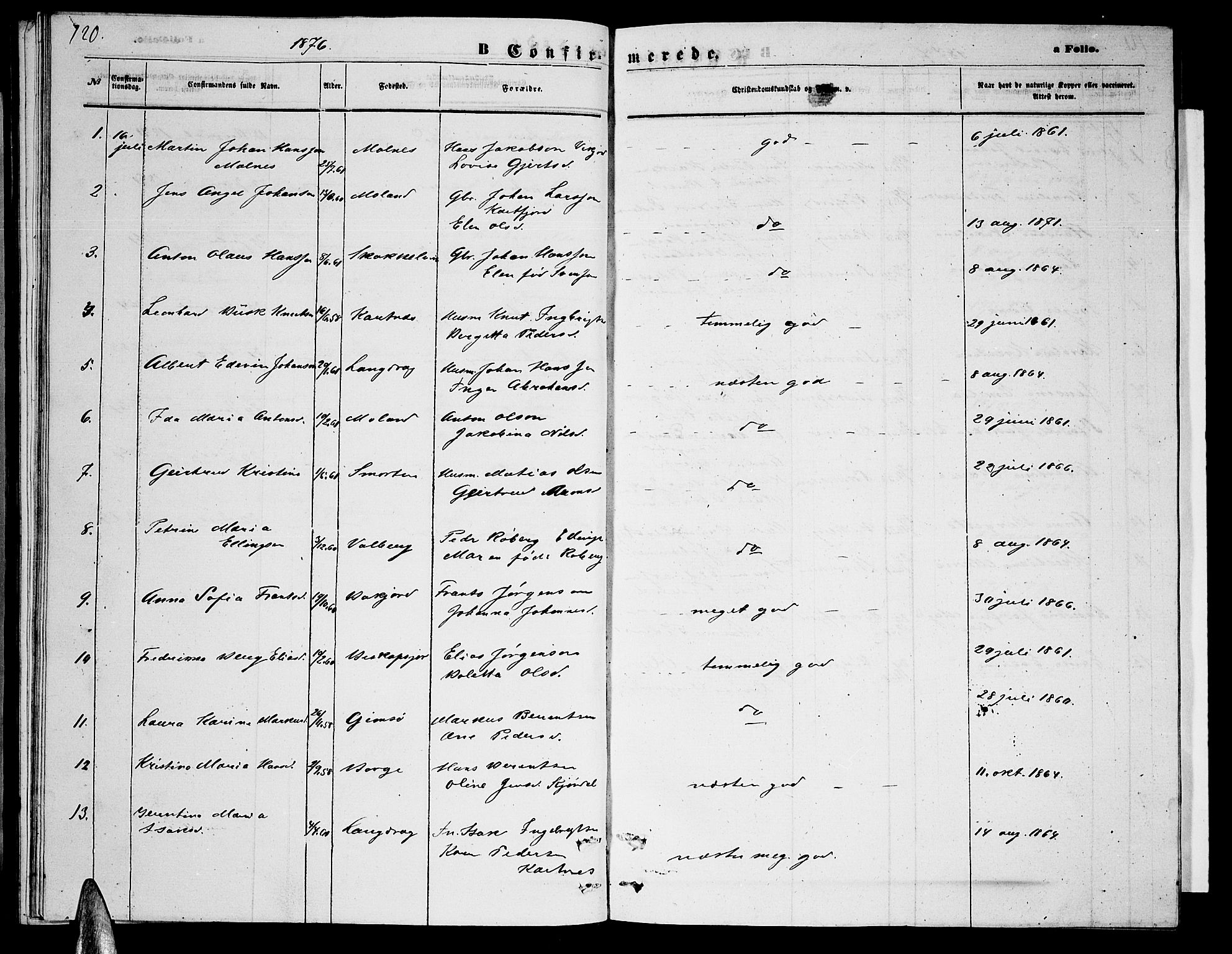 Ministerialprotokoller, klokkerbøker og fødselsregistre - Nordland, AV/SAT-A-1459/884/L1196: Parish register (copy) no. 884C02, 1860-1887, p. 120