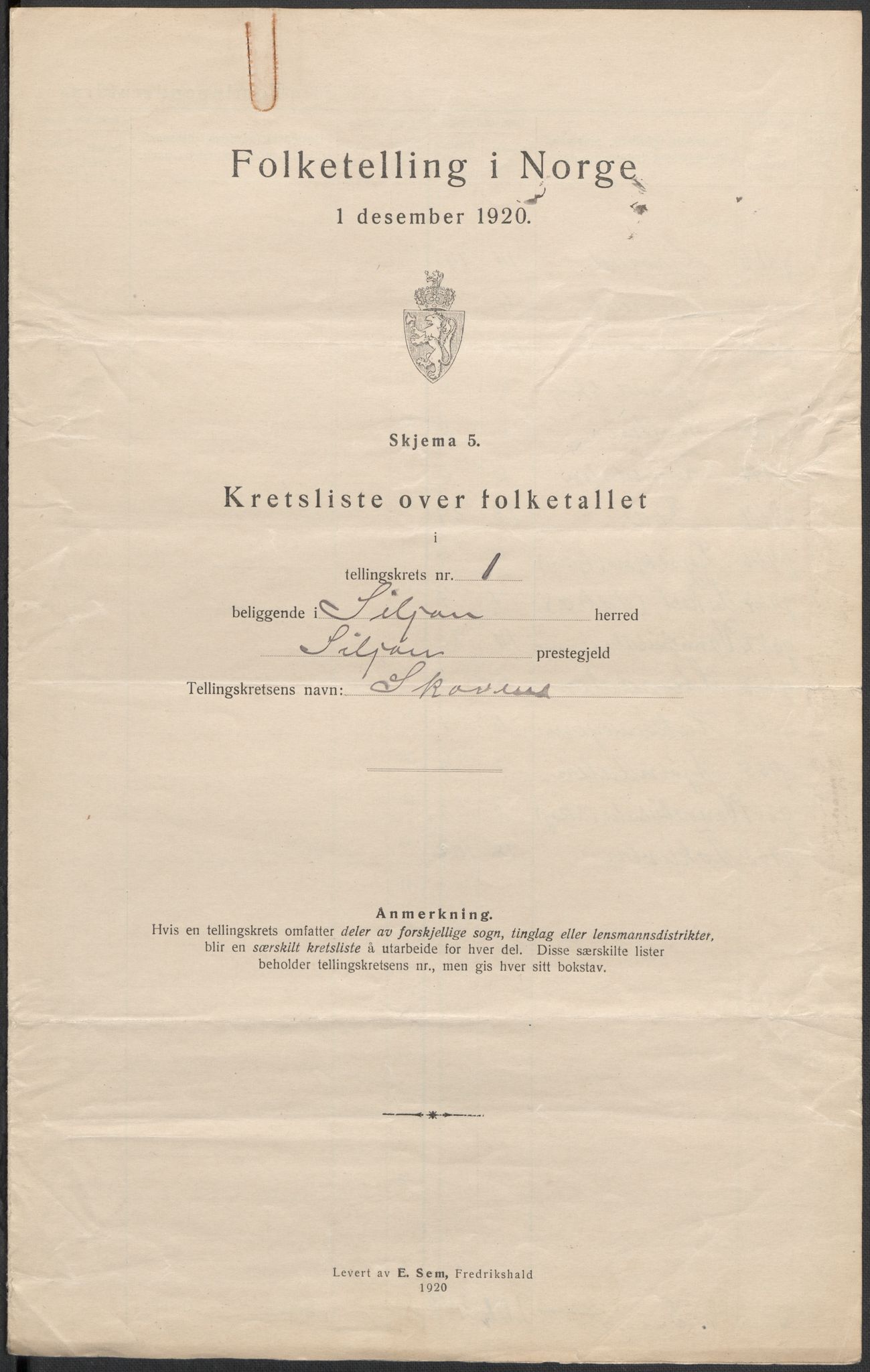 SAKO, 1920 census for Siljan, 1920, p. 5