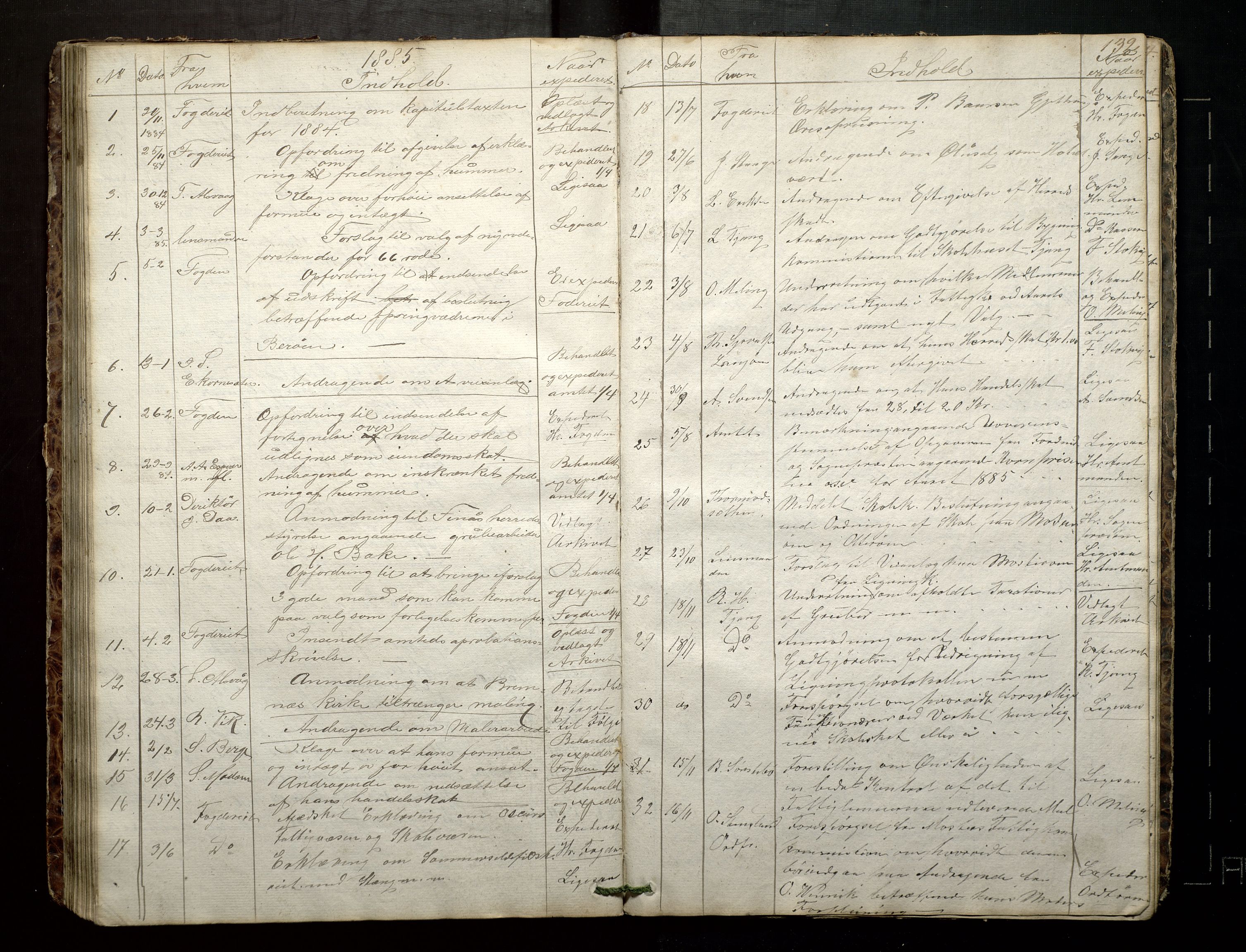Finnaas kommune. Formannskapet, IKAH/1218a-021/C/Ca/L0001: Postjournal for formannskapet, 1838-1892, p. 133