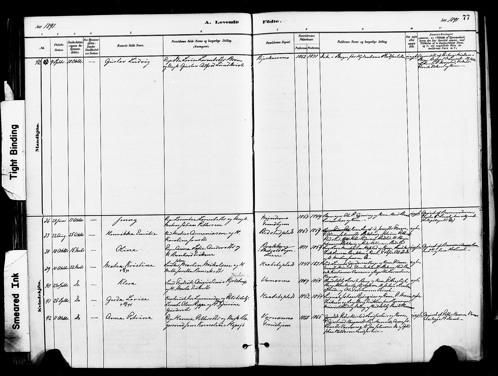 Ministerialprotokoller, klokkerbøker og fødselsregistre - Nord-Trøndelag, SAT/A-1458/709/L0077: Parish register (official) no. 709A17, 1880-1895, p. 77