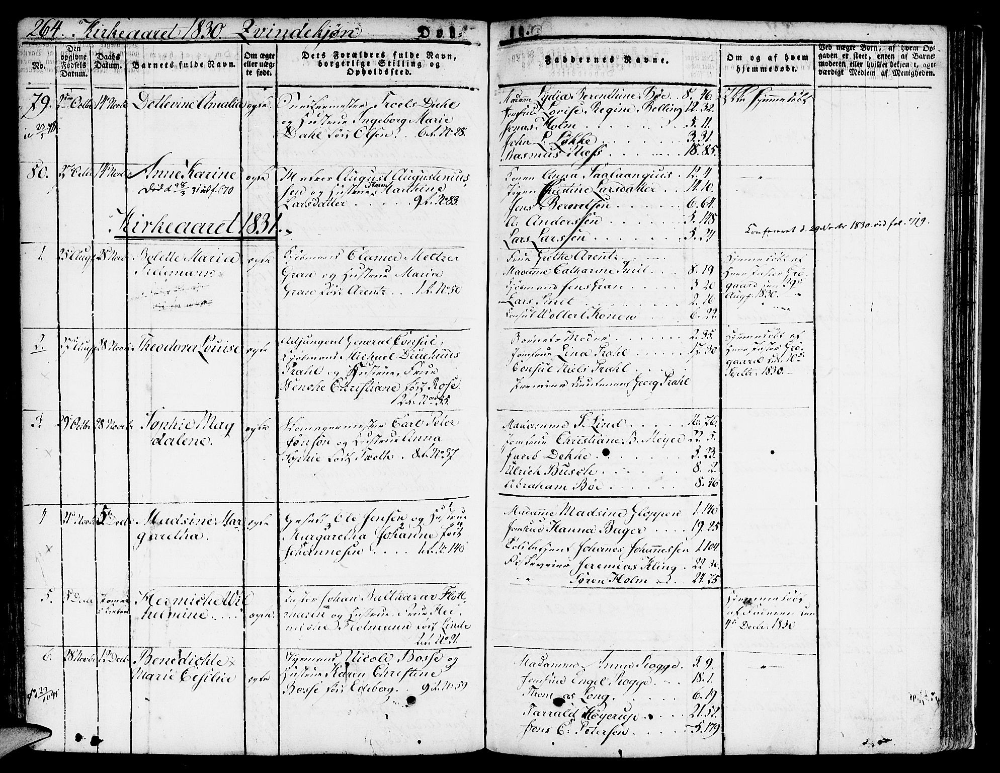 Nykirken Sokneprestembete, SAB/A-77101/H/Hab: Parish register (copy) no. A 5I, 1821-1841, p. 264