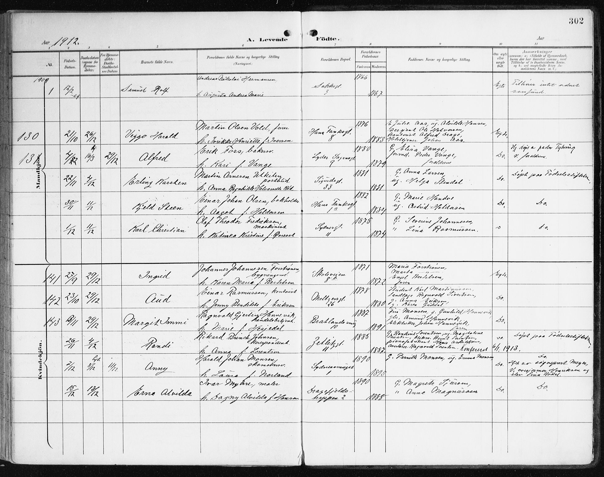 Johanneskirken sokneprestembete, AV/SAB-A-76001/H/Haa/L0002: Parish register (official) no. A 2, 1900-1912, p. 302