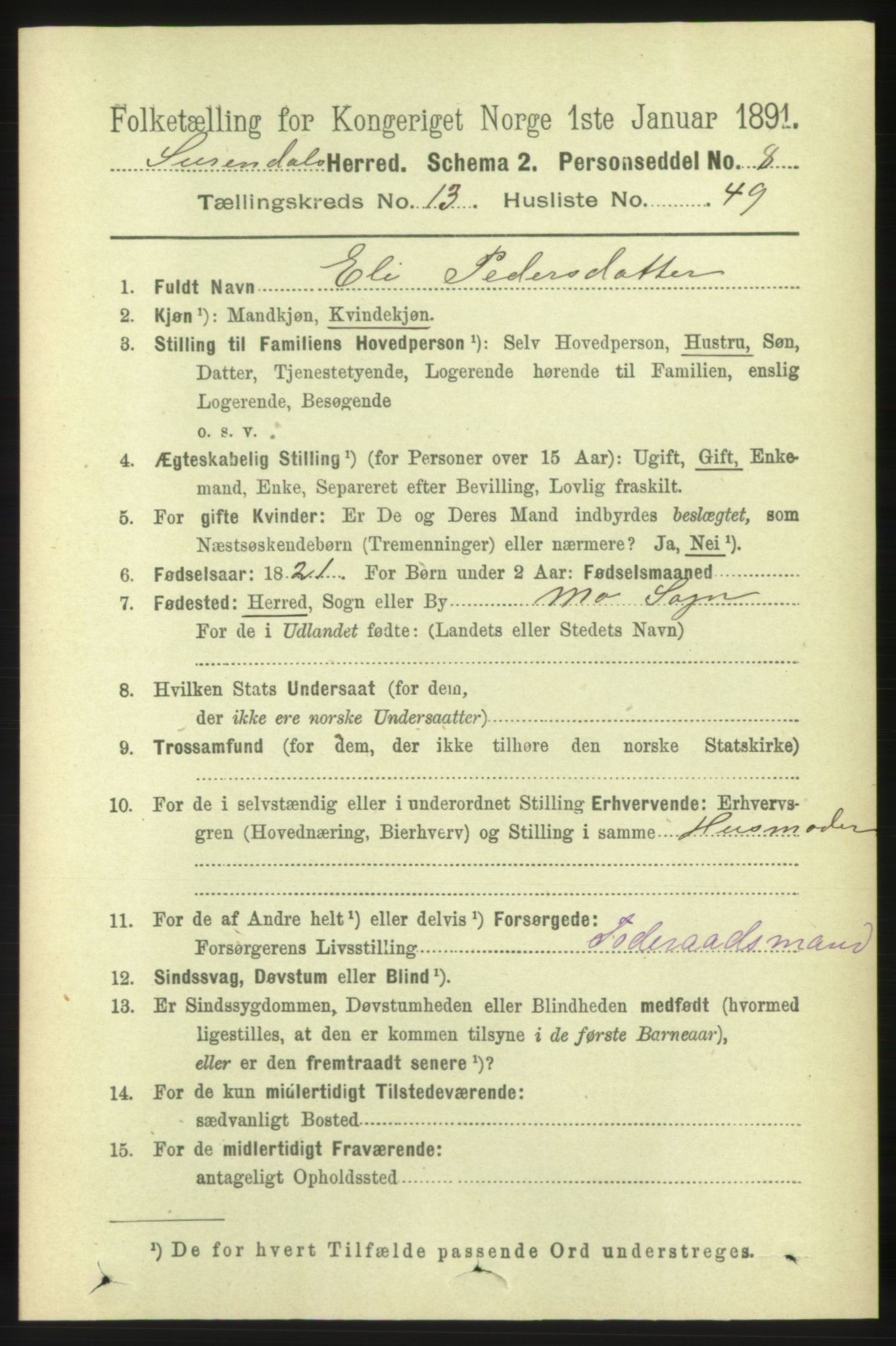 RA, 1891 census for 1566 Surnadal, 1891, p. 3445