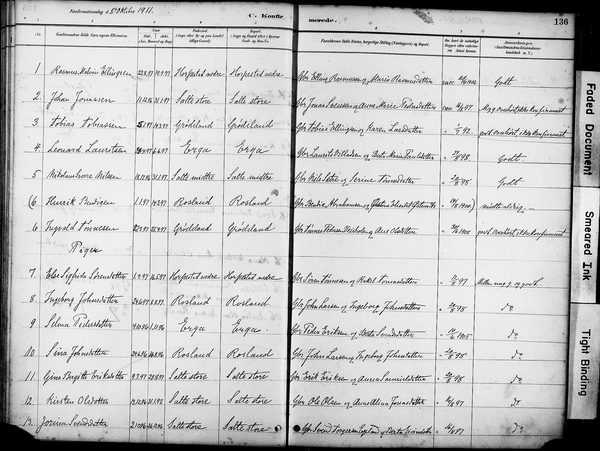 Klepp sokneprestkontor, AV/SAST-A-101803/001/3/30BA/L0007: Parish register (official) no. A 8, 1886-1912, p. 136