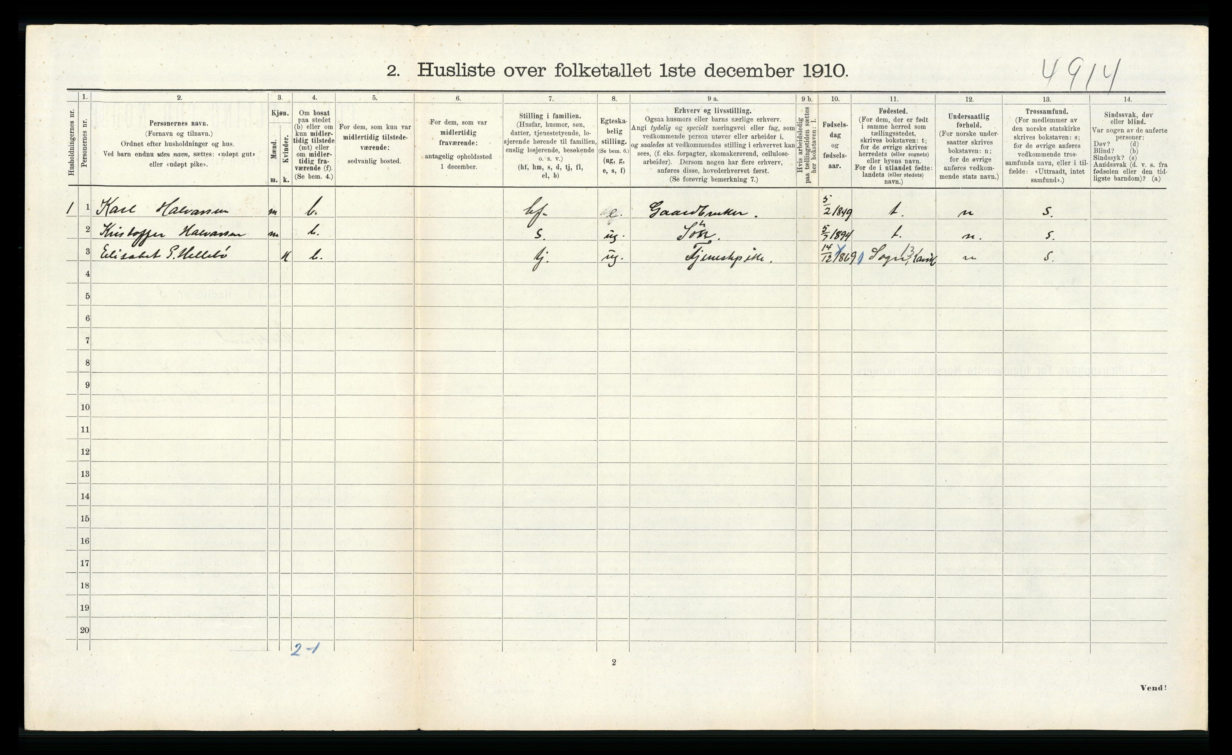 RA, 1910 census for Alversund, 1910, p. 575