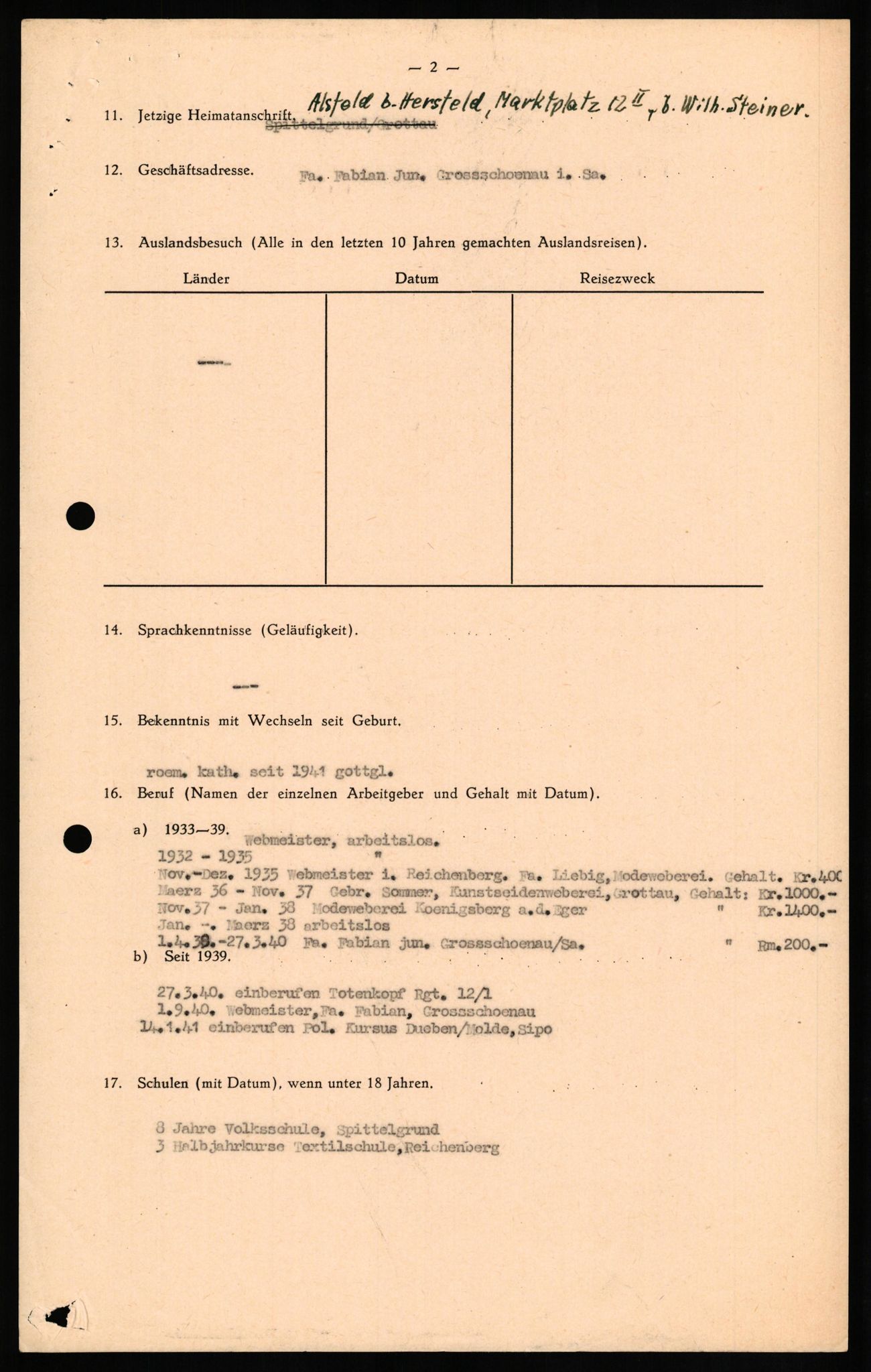 Forsvaret, Forsvarets overkommando II, AV/RA-RAFA-3915/D/Db/L0018: CI Questionaires. Tyske okkupasjonsstyrker i Norge. Tyskere., 1945-1946, p. 507