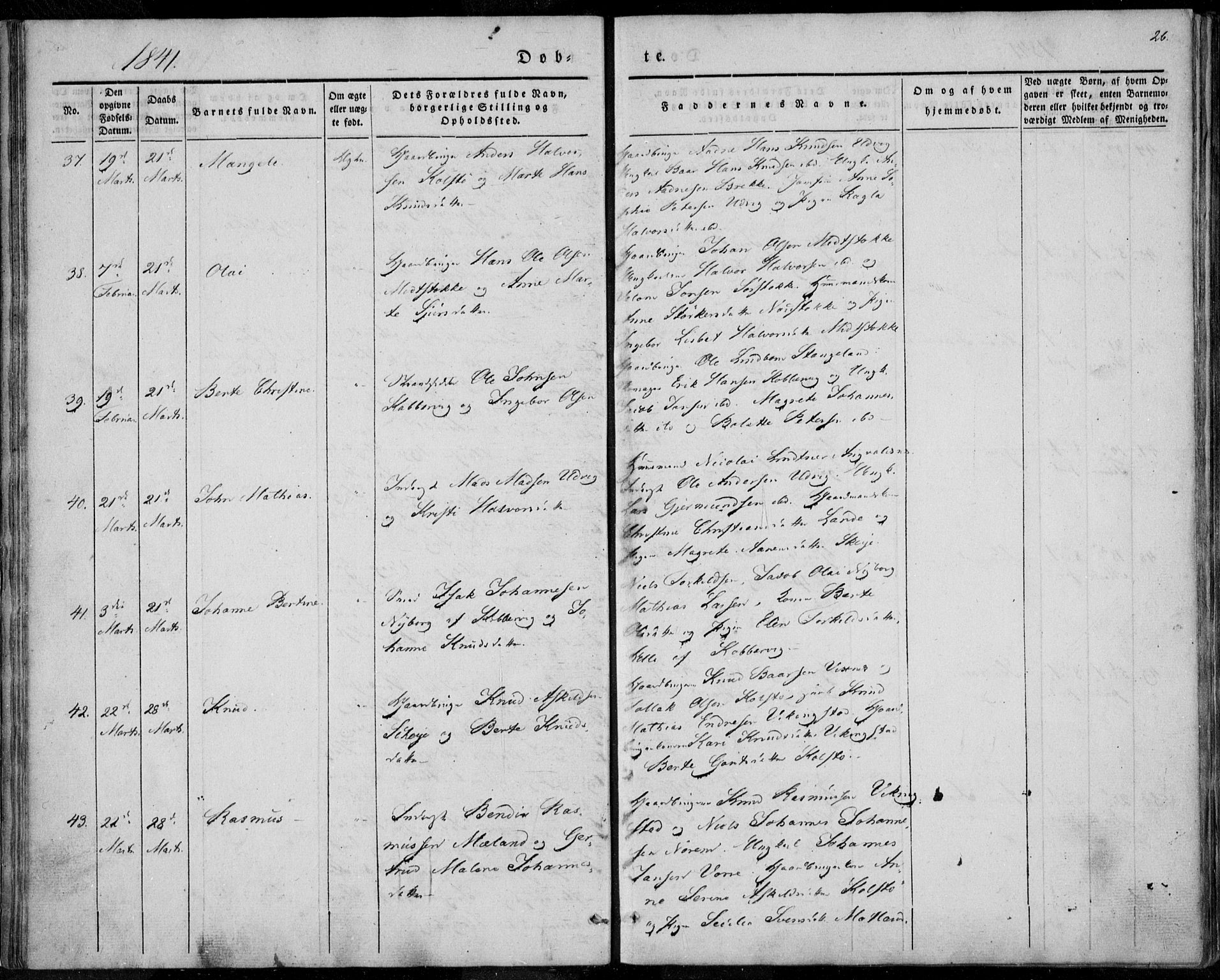 Avaldsnes sokneprestkontor, AV/SAST-A -101851/H/Ha/Haa/L0006: Parish register (official) no. A 6, 1839-1847, p. 26