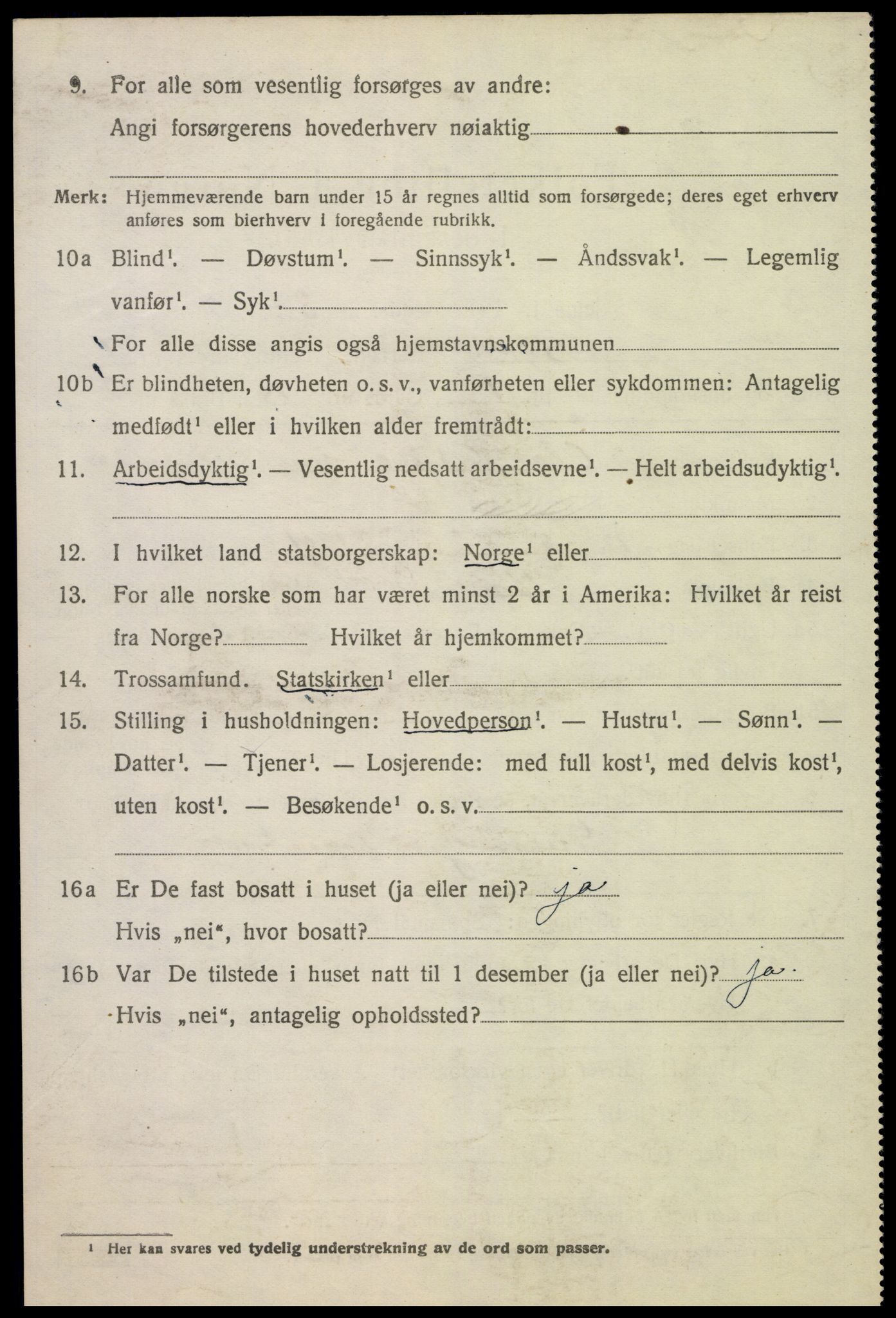 SAK, 1920 census for Bykle, 1920, p. 222