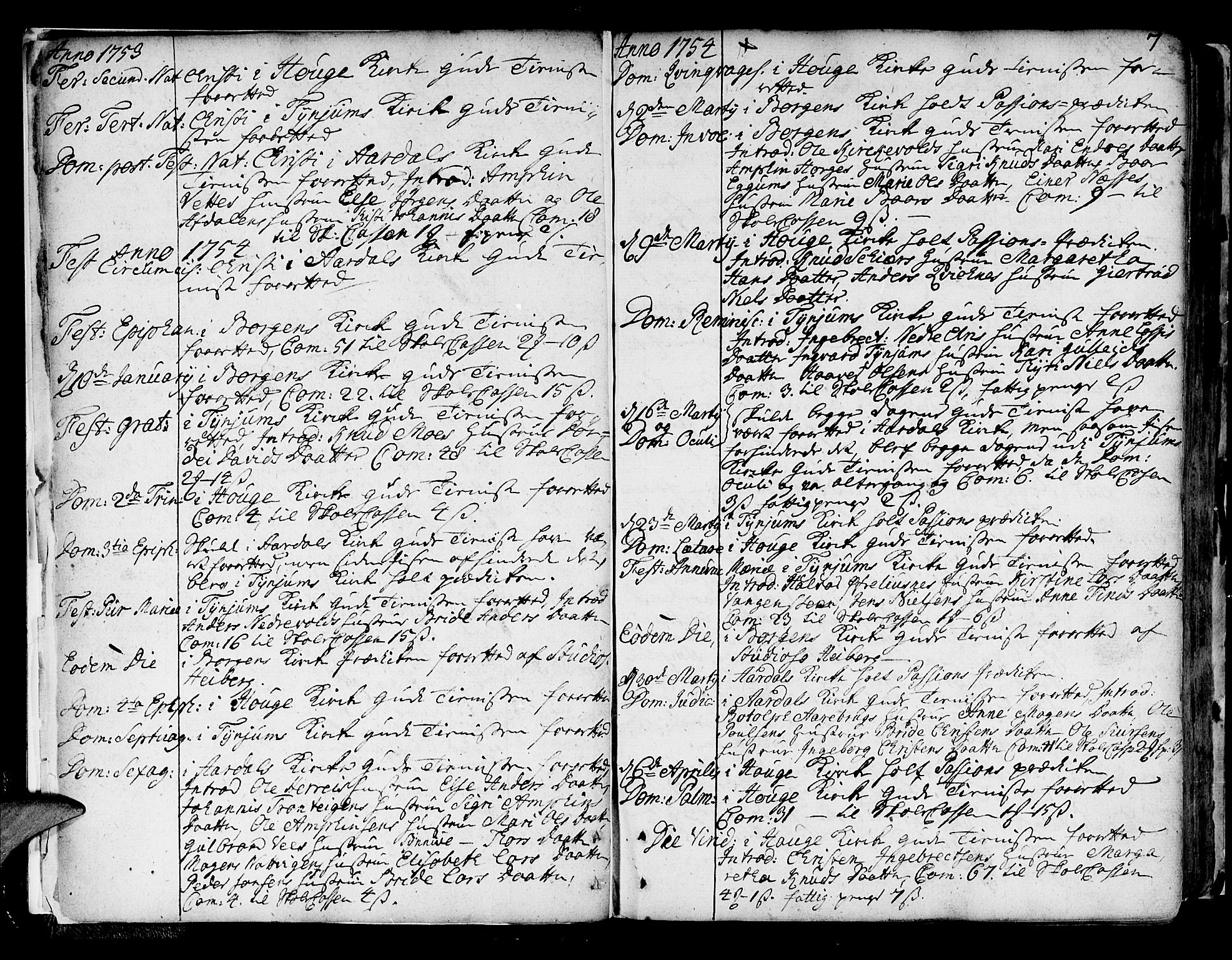 Lærdal sokneprestembete, SAB/A-81201: Parish register (official) no. A 2, 1752-1782, p. 7