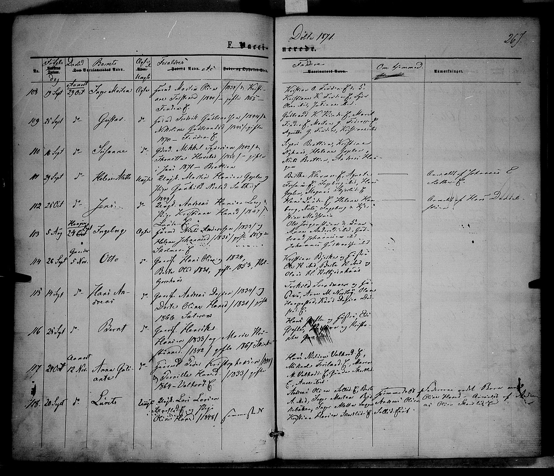 Nordre Land prestekontor, SAH/PREST-124/H/Ha/Haa/L0001: Parish register (official) no. 1, 1860-1871, p. 267