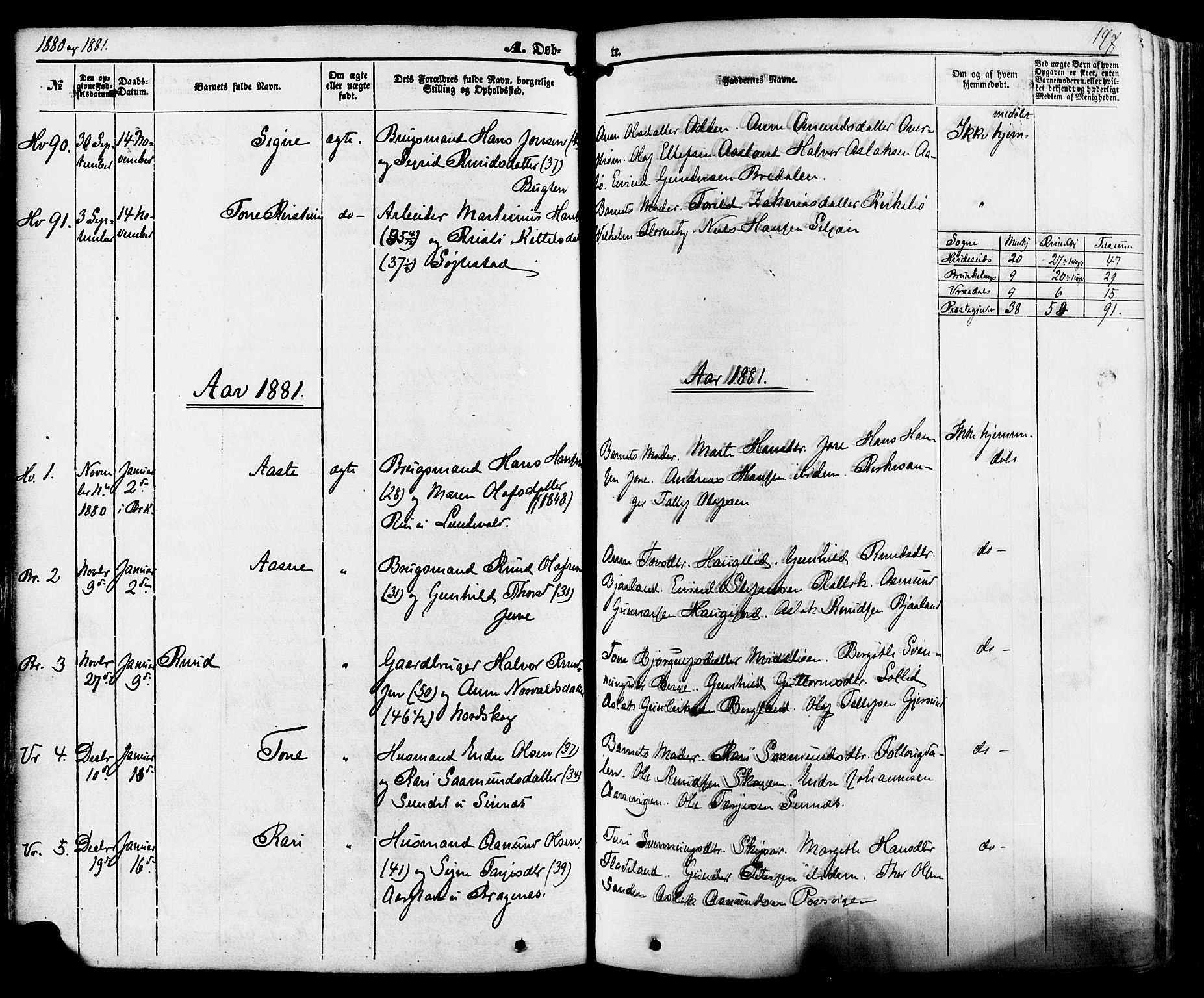 Kviteseid kirkebøker, AV/SAKO-A-276/F/Fa/L0007: Parish register (official) no. I 7, 1859-1881, p. 197