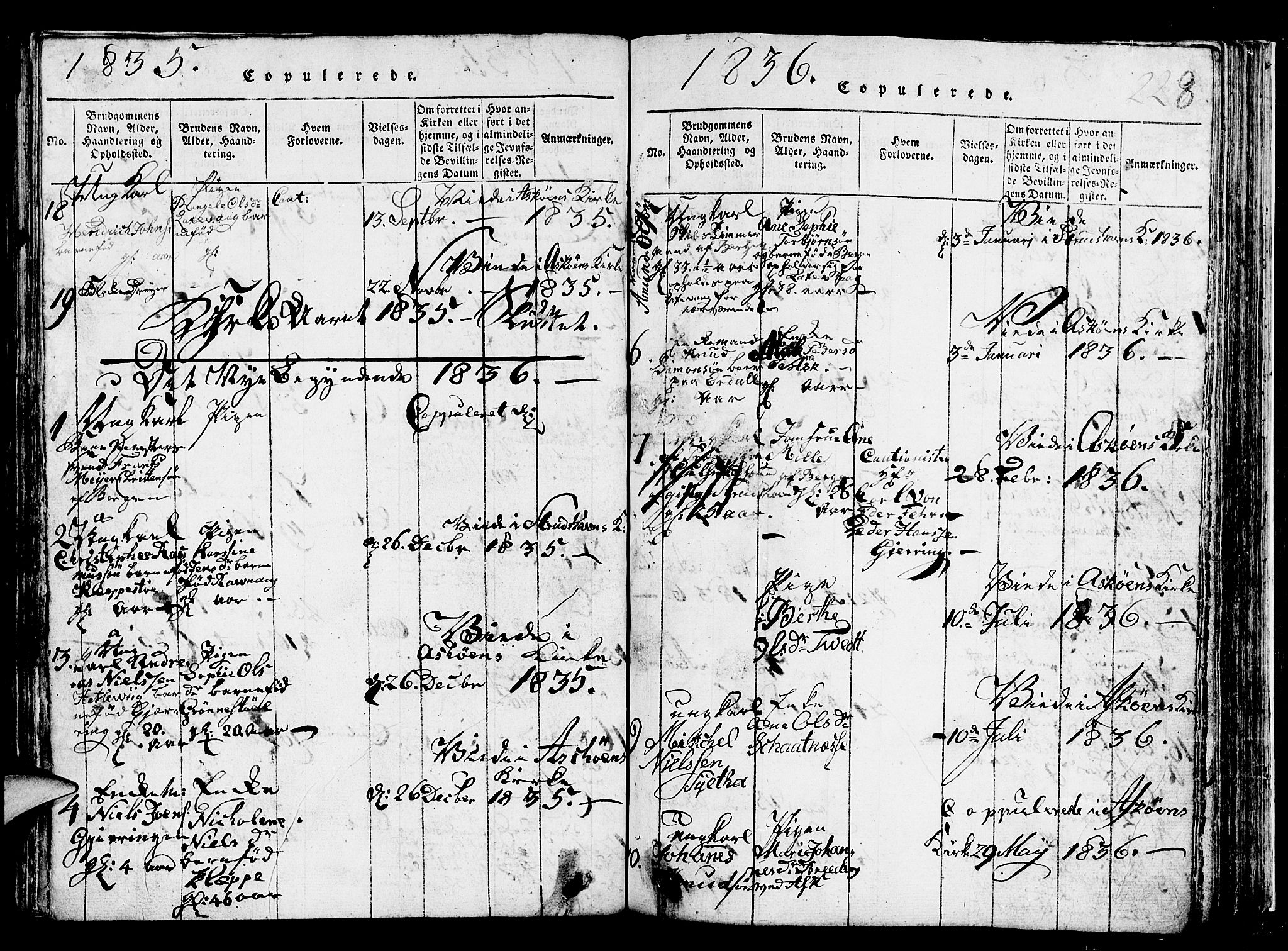 Askøy Sokneprestembete, SAB/A-74101/H/Ha/Hab/Haba/L0002: Parish register (copy) no. A 2, 1815-1846, p. 228