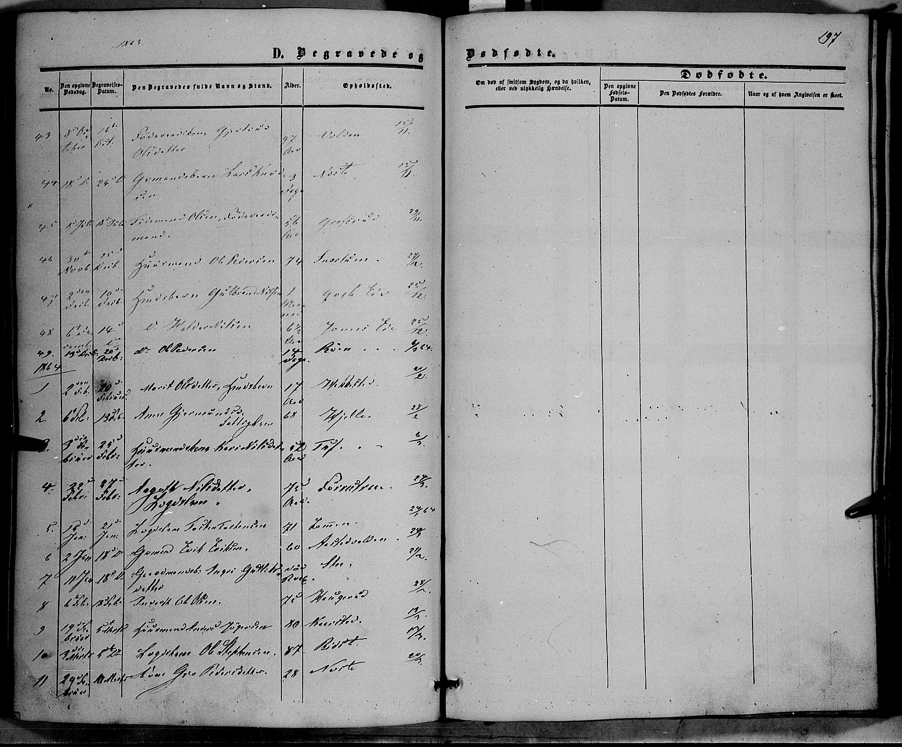 Vestre Slidre prestekontor, SAH/PREST-136/H/Ha/Haa/L0002: Parish register (official) no. 2, 1856-1864, p. 197