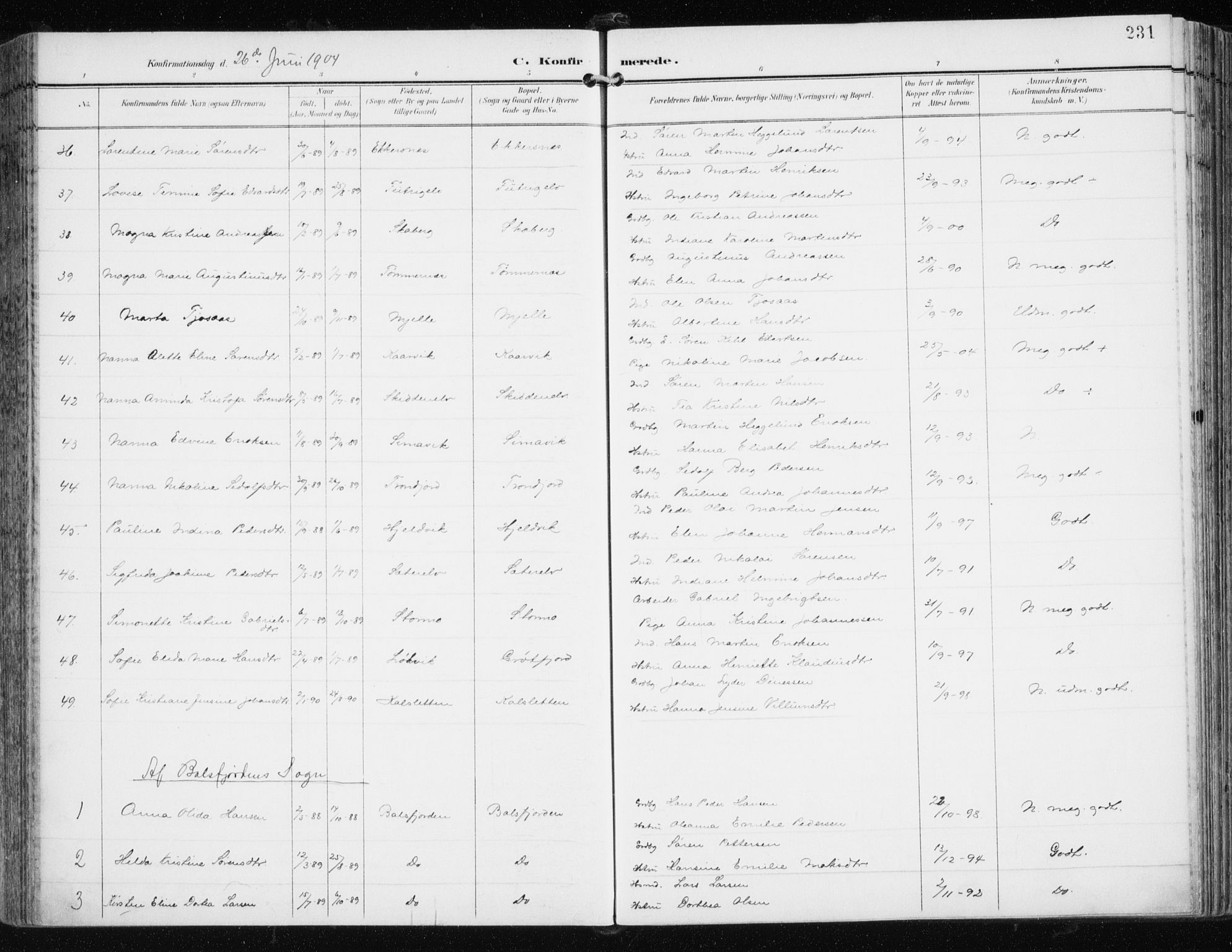 Tromsøysund sokneprestkontor, AV/SATØ-S-1304/G/Ga/L0006kirke: Parish register (official) no. 6, 1897-1906, p. 231