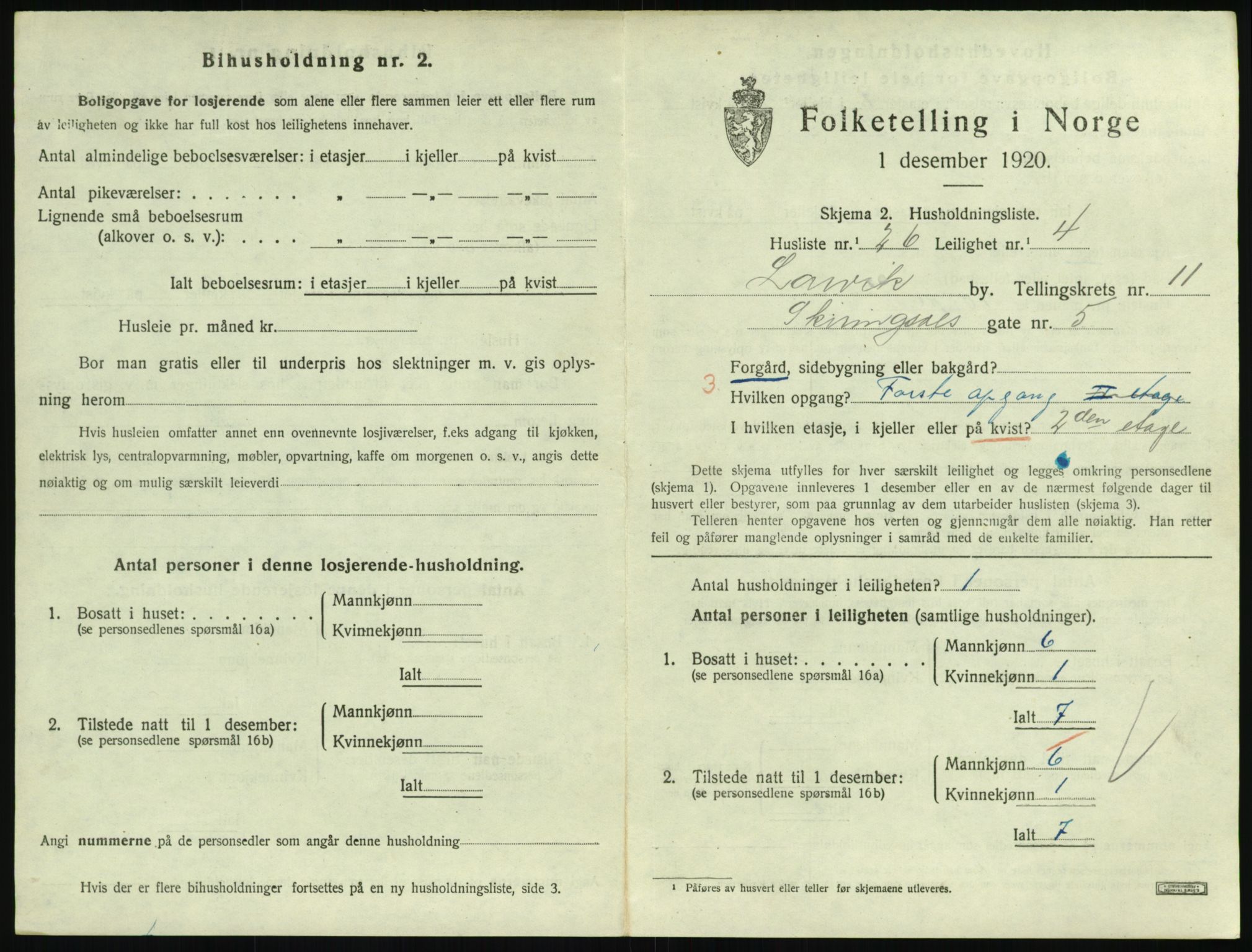 SAKO, 1920 census for Larvik, 1920, p. 7990