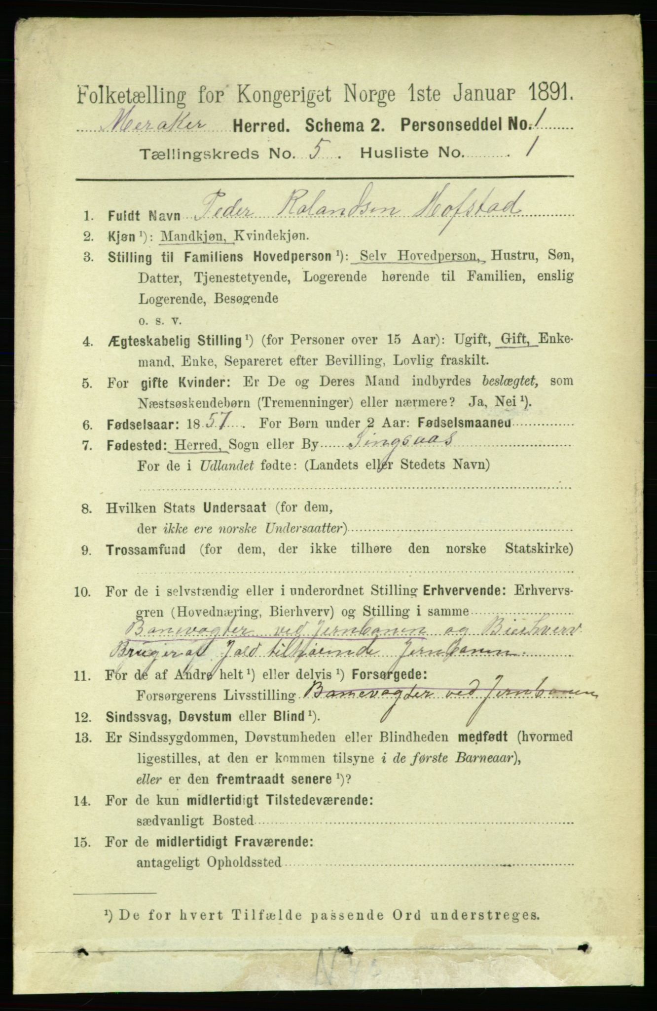 RA, 1891 census for 1711 Meråker, 1891, p. 1858