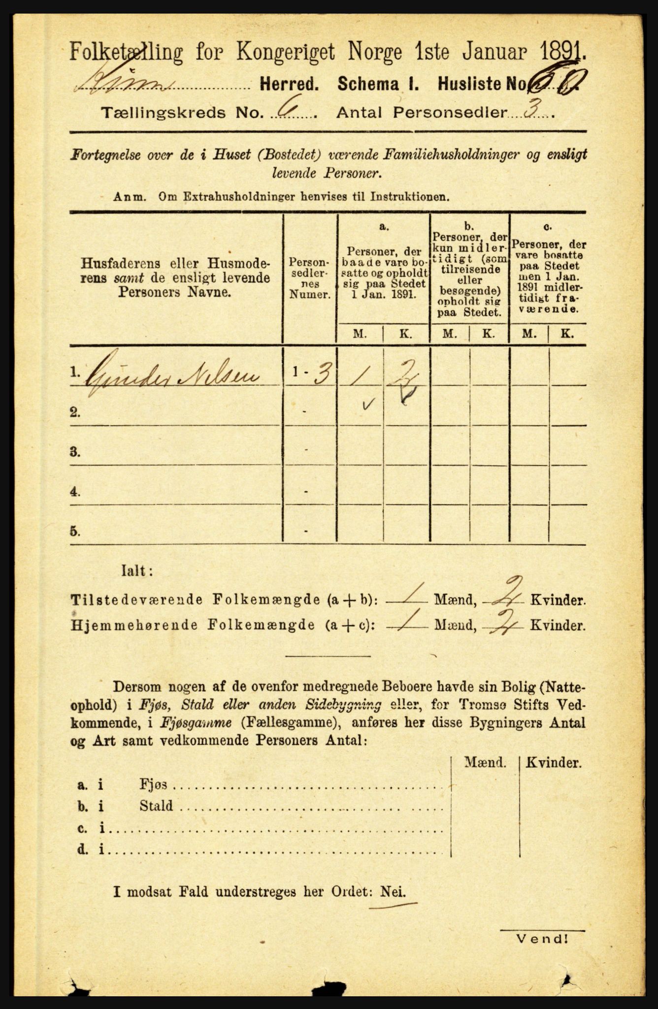 RA, 1891 census for 1437 Kinn, 1891, p. 2272