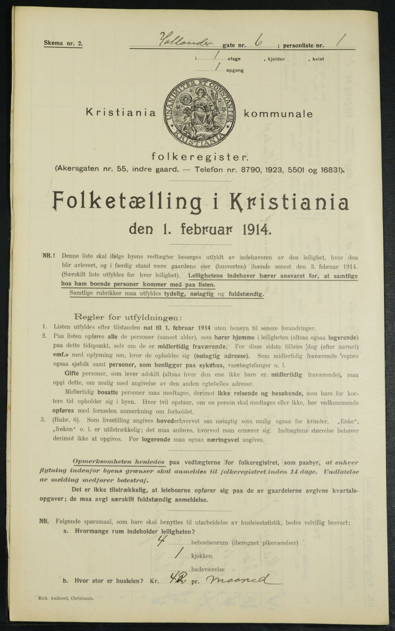 OBA, Municipal Census 1914 for Kristiania, 1914, p. 40806