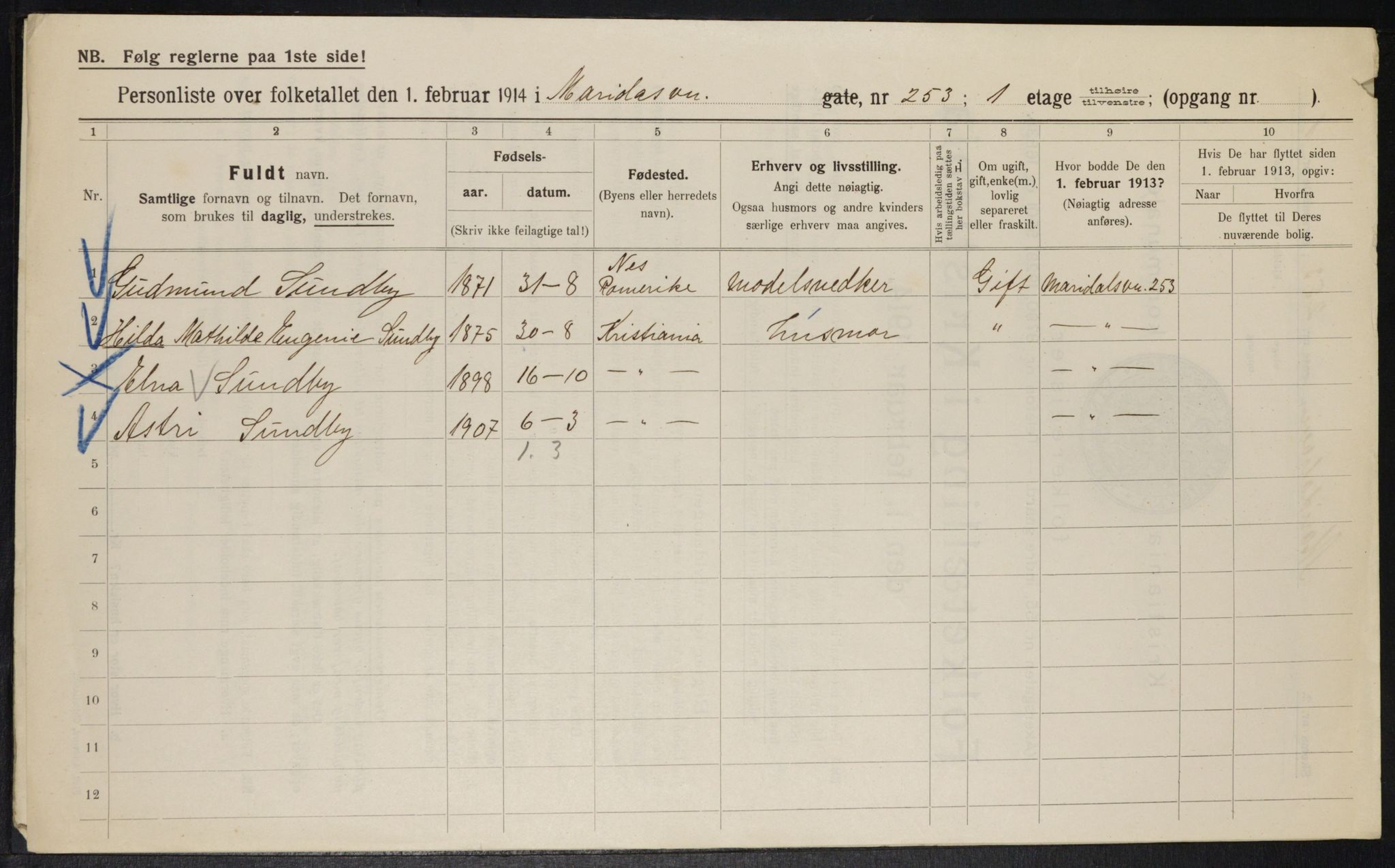 OBA, Municipal Census 1914 for Kristiania, 1914, p. 62770