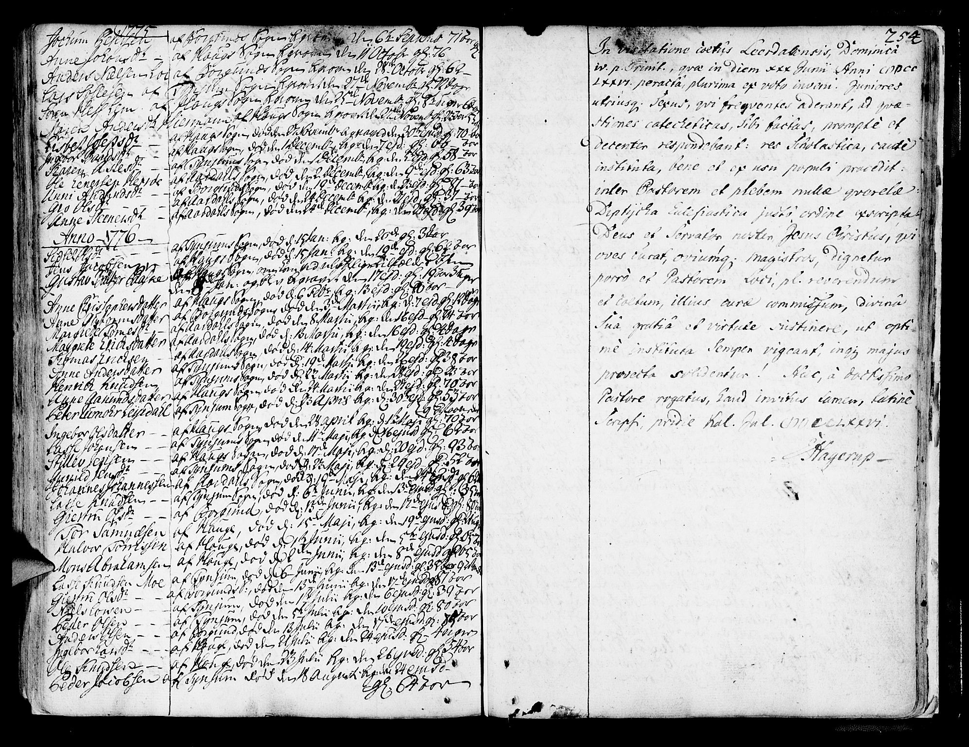 Lærdal sokneprestembete, SAB/A-81201: Parish register (official) no. A 2, 1752-1782, p. 254