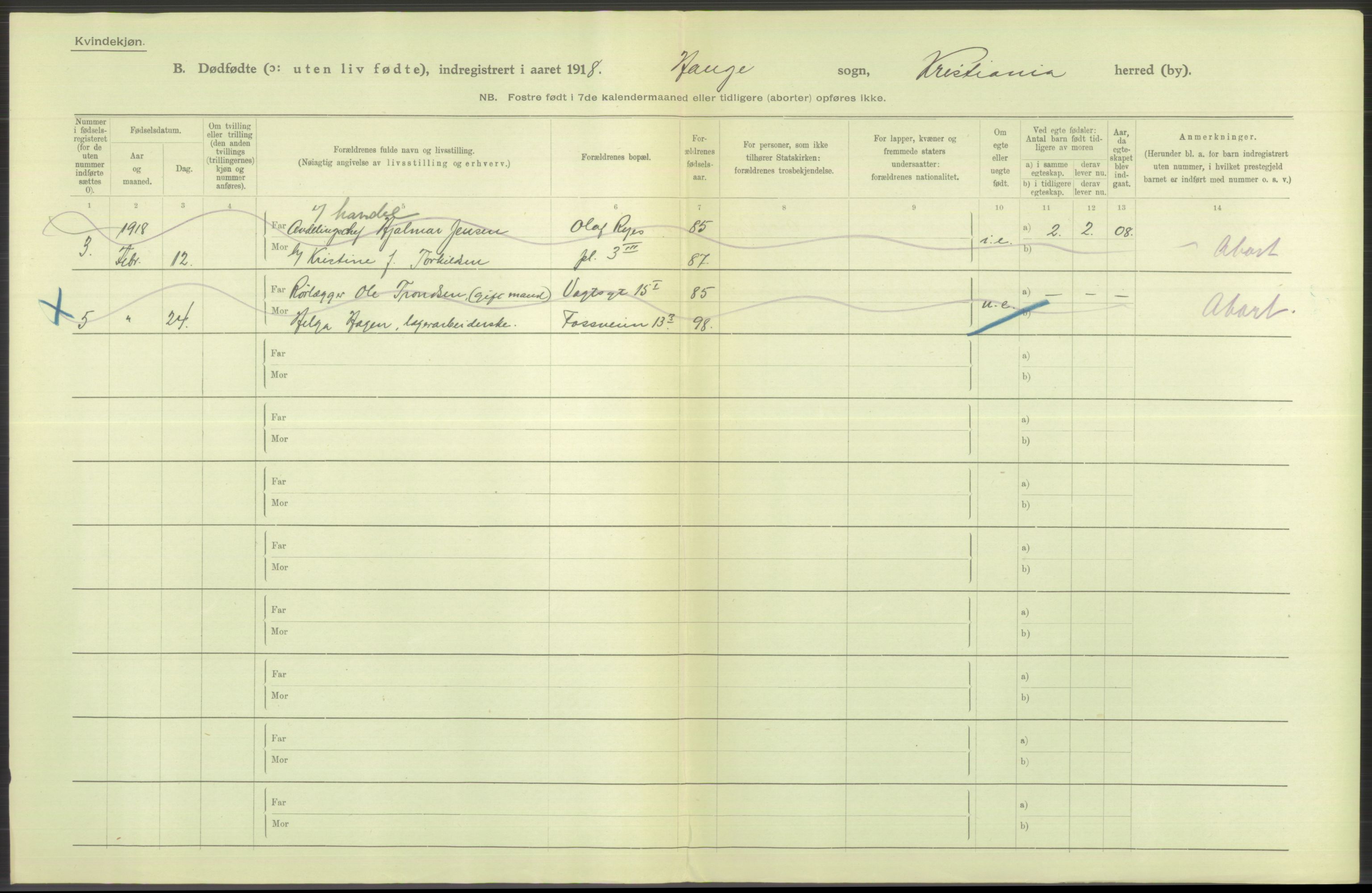 Statistisk sentralbyrå, Sosiodemografiske emner, Befolkning, RA/S-2228/D/Df/Dfb/Dfbh/L0011: Kristiania: Døde, dødfødte, 1918, p. 714