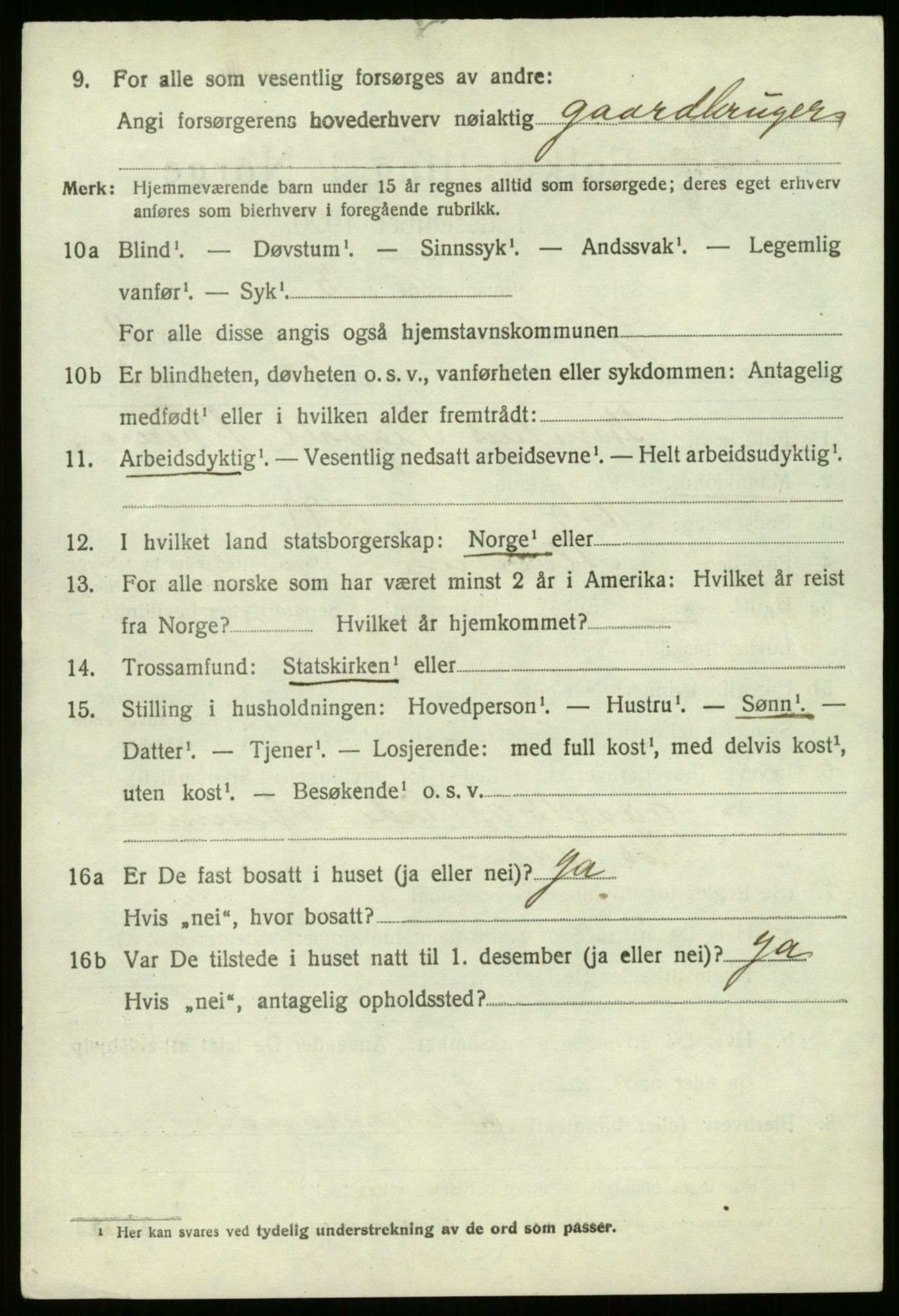 SAB, 1920 census for Gaular, 1920, p. 5149