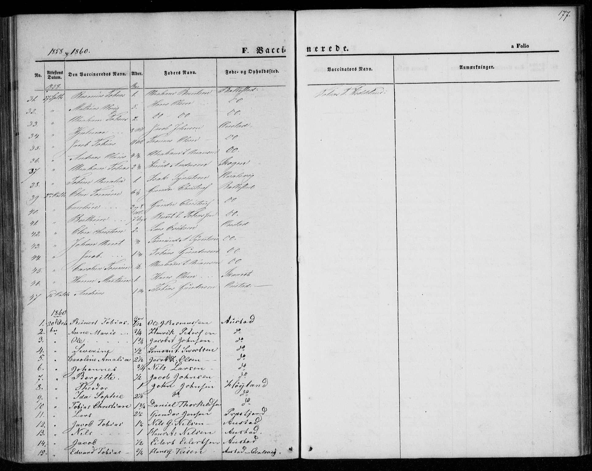 Lyngdal sokneprestkontor, SAK/1111-0029/F/Fa/Faa/L0002: Parish register (official) no. A 2, 1858-1870, p. 177