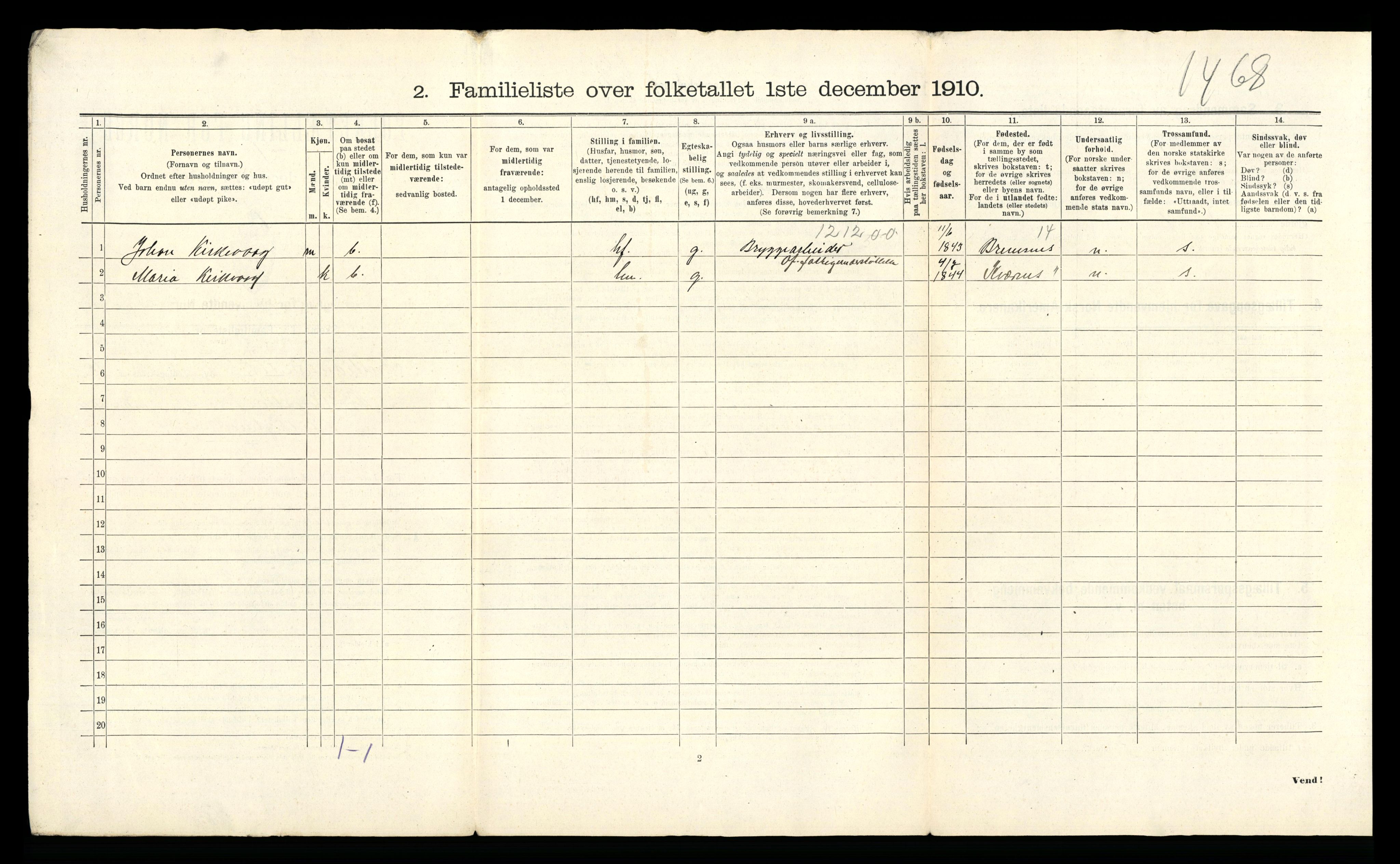 RA, 1910 census for Kristiansund, 1910, p. 2632