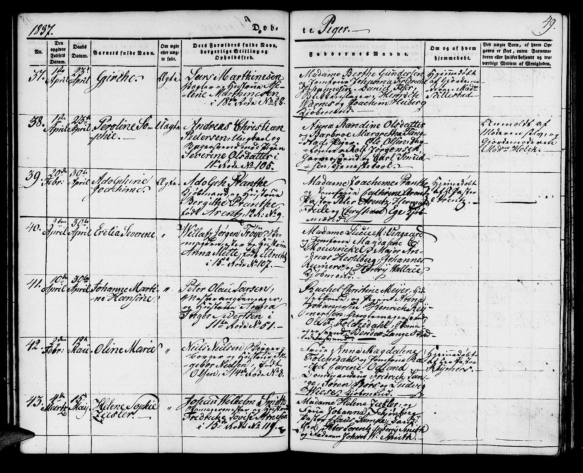 Domkirken sokneprestembete, SAB/A-74801/H/Haa/L0015: Parish register (official) no. A 14, 1835-1840, p. 49