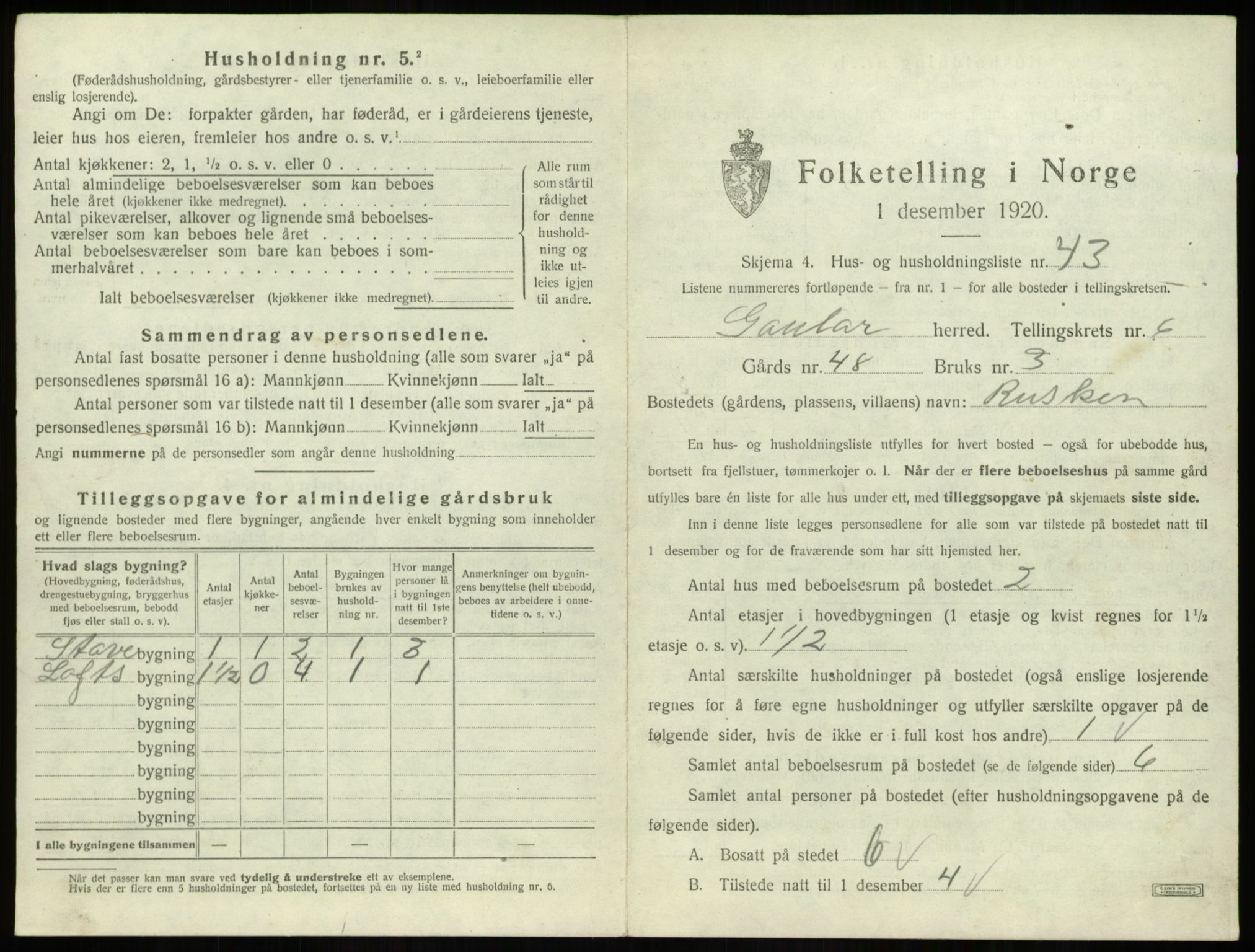 SAB, 1920 census for Gaular, 1920, p. 469