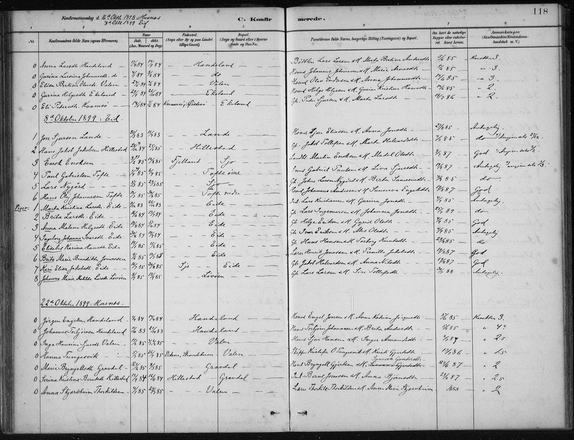 Fjelberg sokneprestembete, SAB/A-75201/H/Haa: Parish register (official) no. C  1, 1879-1918, p. 118