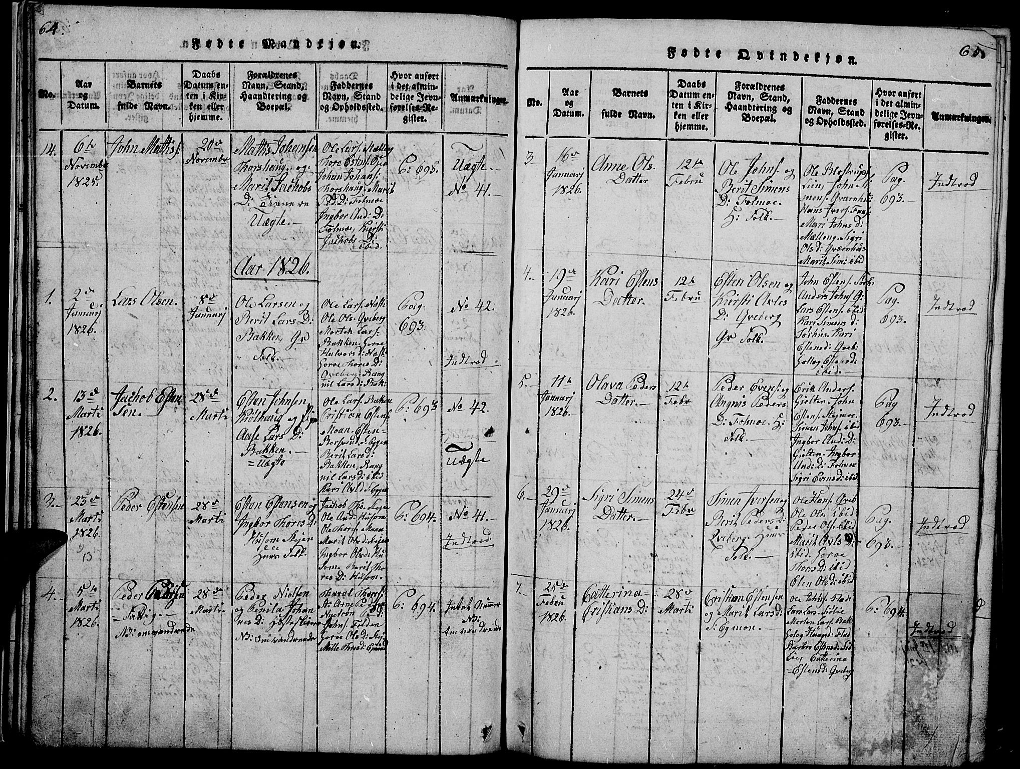 Tynset prestekontor, SAH/PREST-058/H/Ha/Hab/L0002: Parish register (copy) no. 2, 1814-1862, p. 64-65
