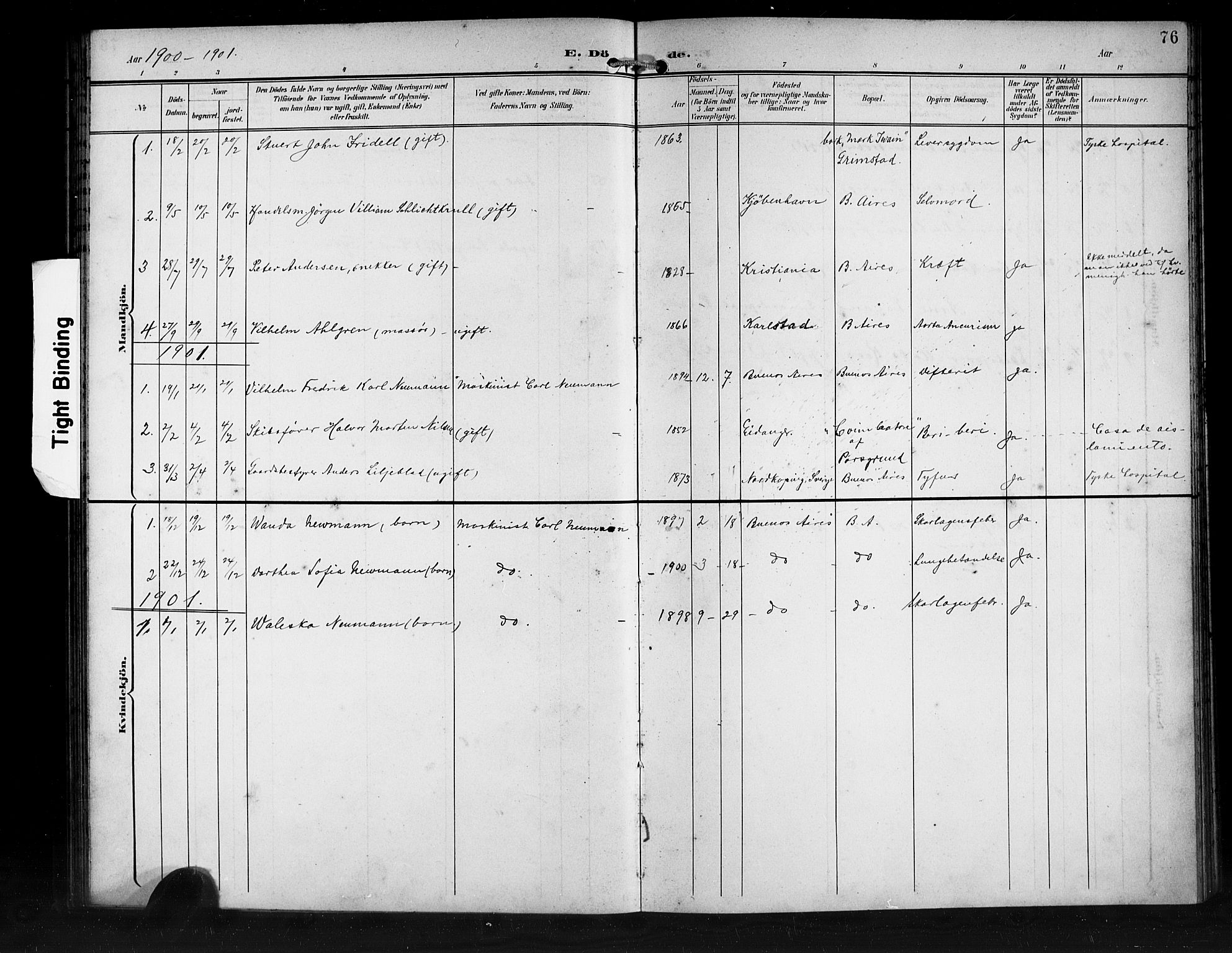 Den norske sjømannsmisjon i utlandet/Syd-Amerika (Buenos Aires m.fl.), SAB/SAB/PA-0118/H/Ha/L0002: Parish register (official) no. A 2, 1899-1919, p. 76