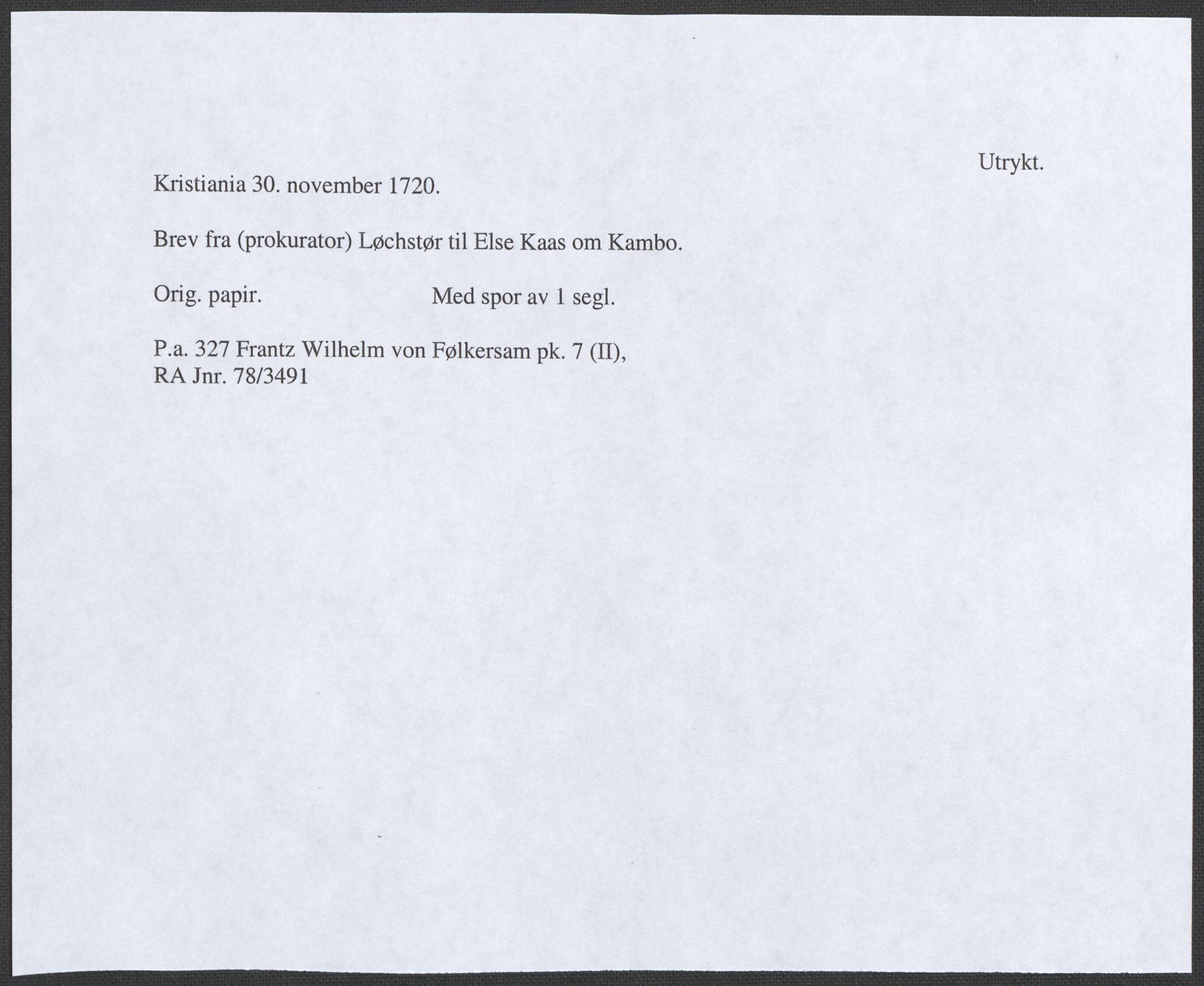 Riksarkivets diplomsamling, RA/EA-5965/F12/L0005: Pk. 7 (II), 1613-1721, p. 253