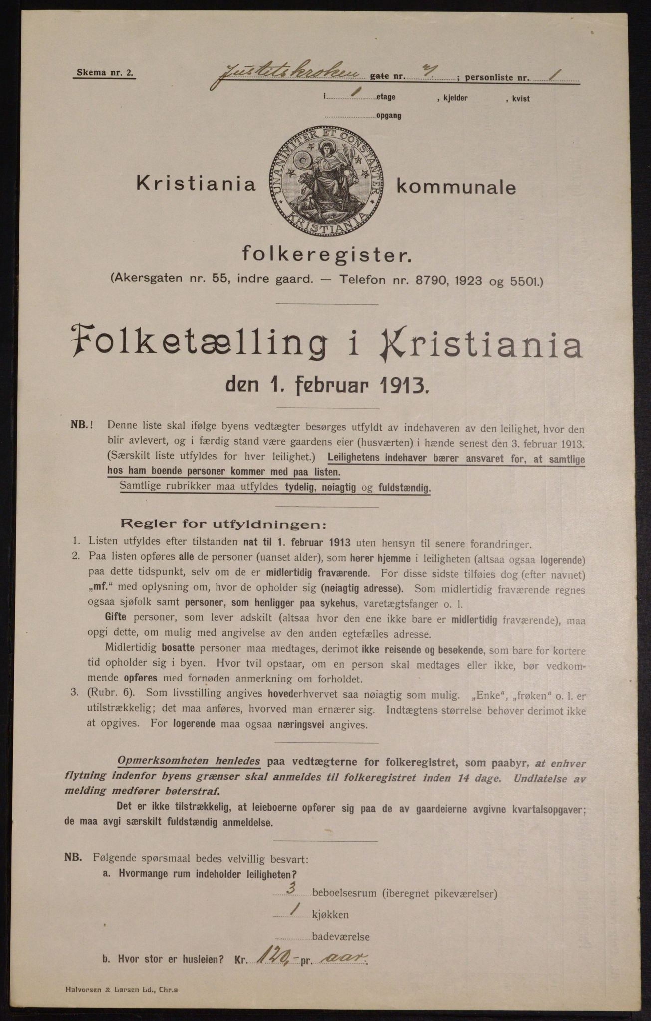 OBA, Municipal Census 1913 for Kristiania, 1913, p. 47453