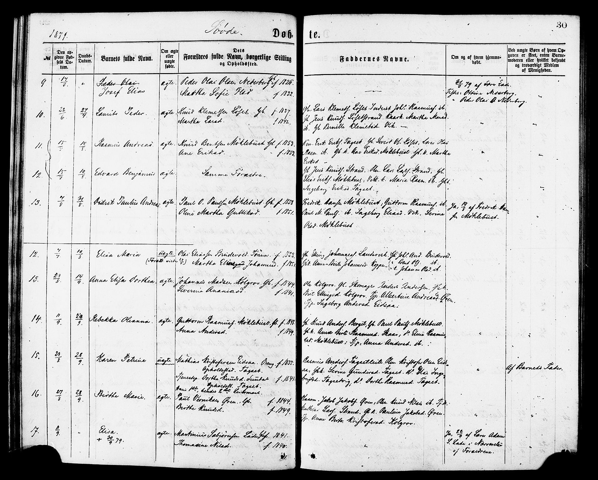 Ministerialprotokoller, klokkerbøker og fødselsregistre - Møre og Romsdal, SAT/A-1454/502/L0024: Parish register (official) no. 502A02, 1873-1884, p. 30