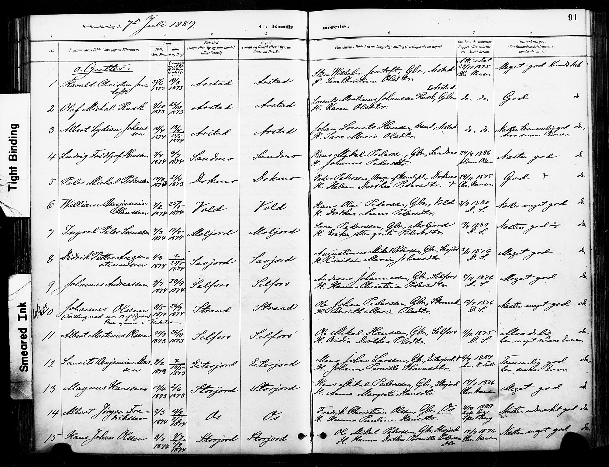 Ministerialprotokoller, klokkerbøker og fødselsregistre - Nordland, SAT/A-1459/846/L0646: Parish register (official) no. 846A04, 1887-1901, p. 91