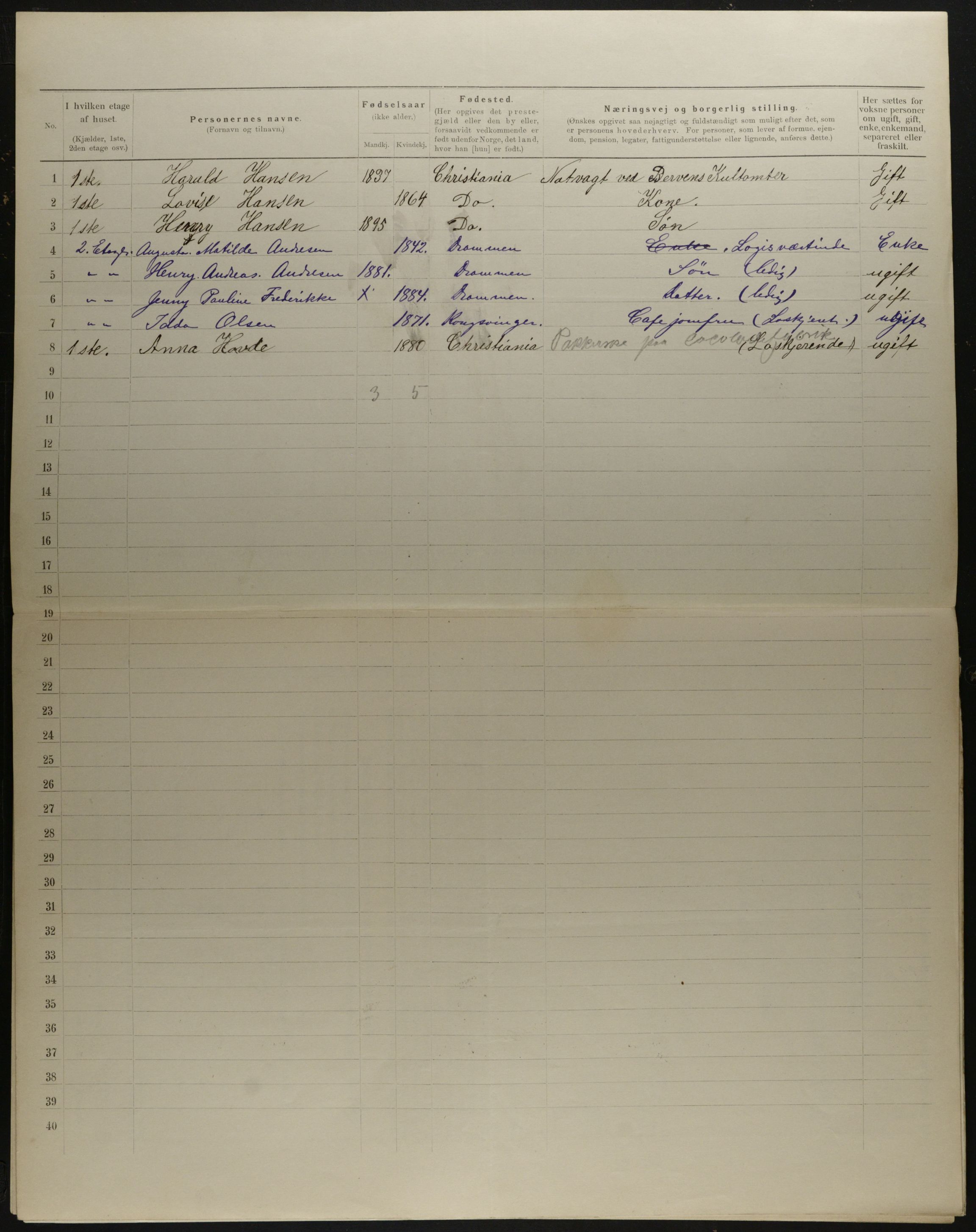 OBA, Municipal Census 1901 for Kristiania, 1901, p. 12696