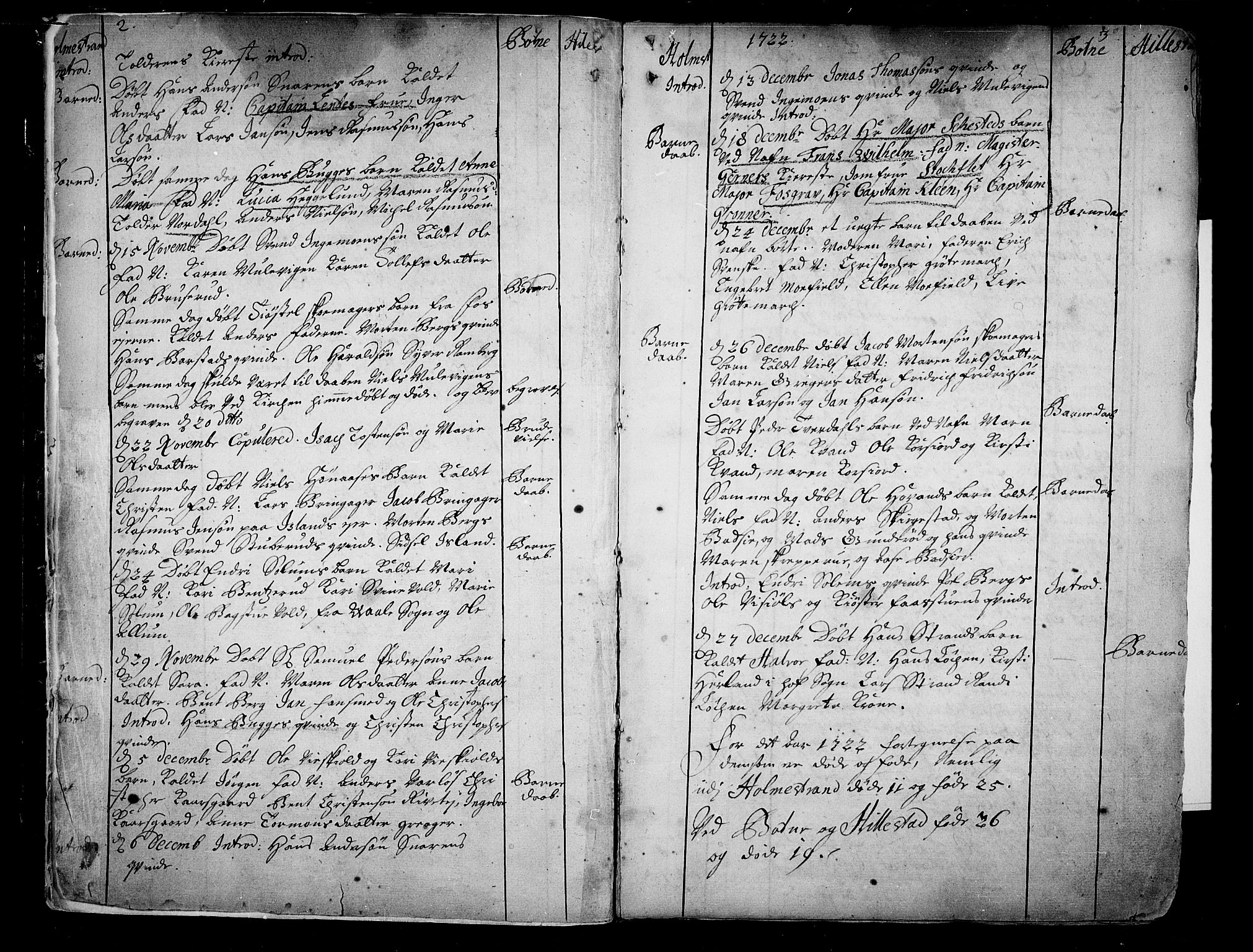 Botne kirkebøker, AV/SAKO-A-340/F/Fa/L0001a: Parish register (official) no. I 1A, 1707-1778, p. 2-3