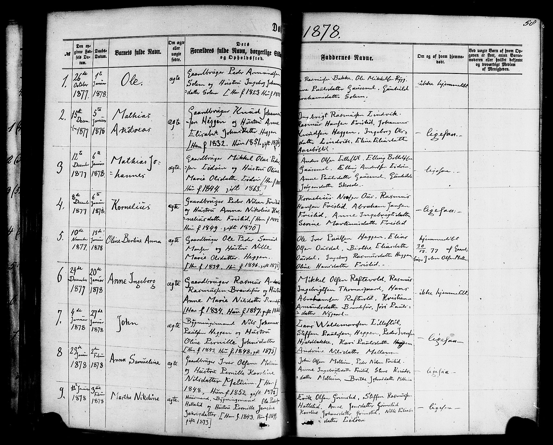 Hornindal sokneprestembete, SAB/A-82401/H/Haa/Haaa/L0002: Parish register (official) no. A 2, 1867-1884, p. 58