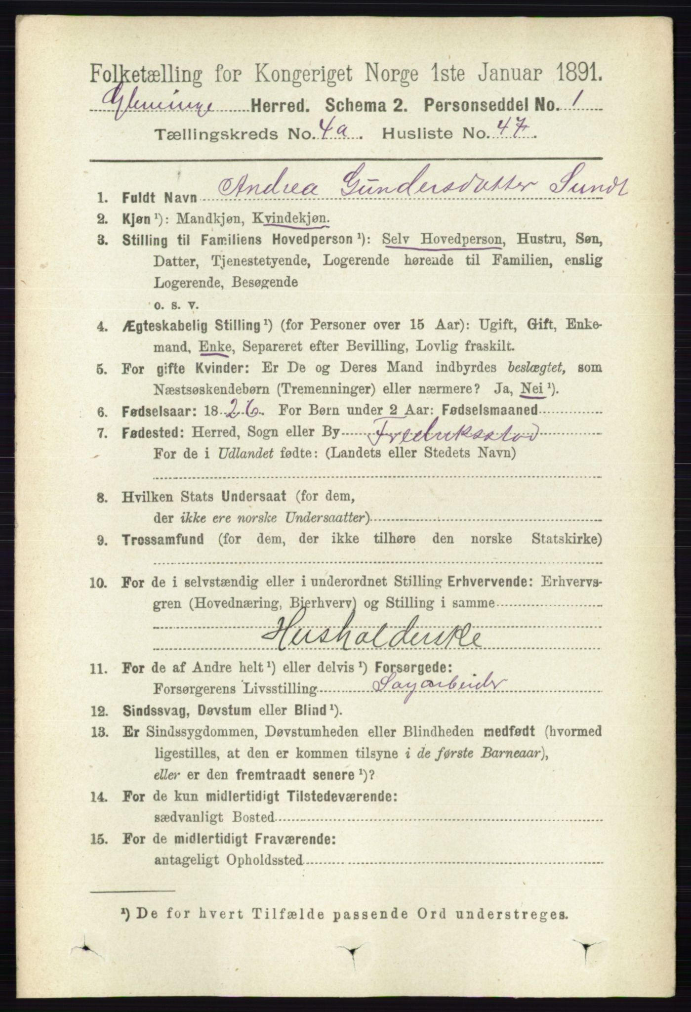 RA, 1891 census for 0132 Glemmen, 1891, p. 3911