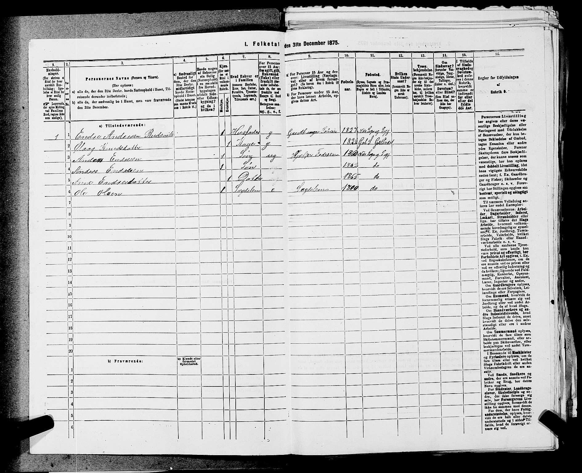 SAKO, 1875 census for 0616P Nes, 1875, p. 280