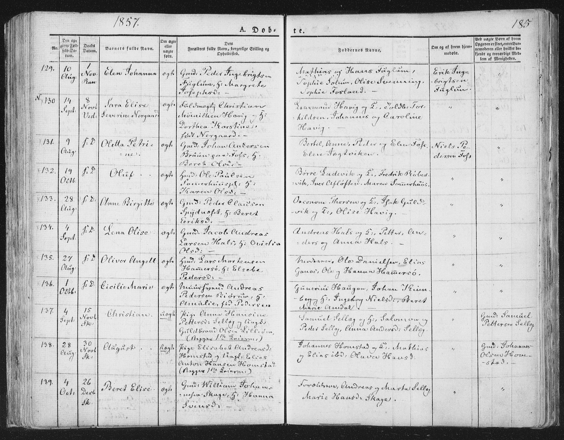Ministerialprotokoller, klokkerbøker og fødselsregistre - Nord-Trøndelag, SAT/A-1458/764/L0551: Parish register (official) no. 764A07a, 1824-1864, p. 185