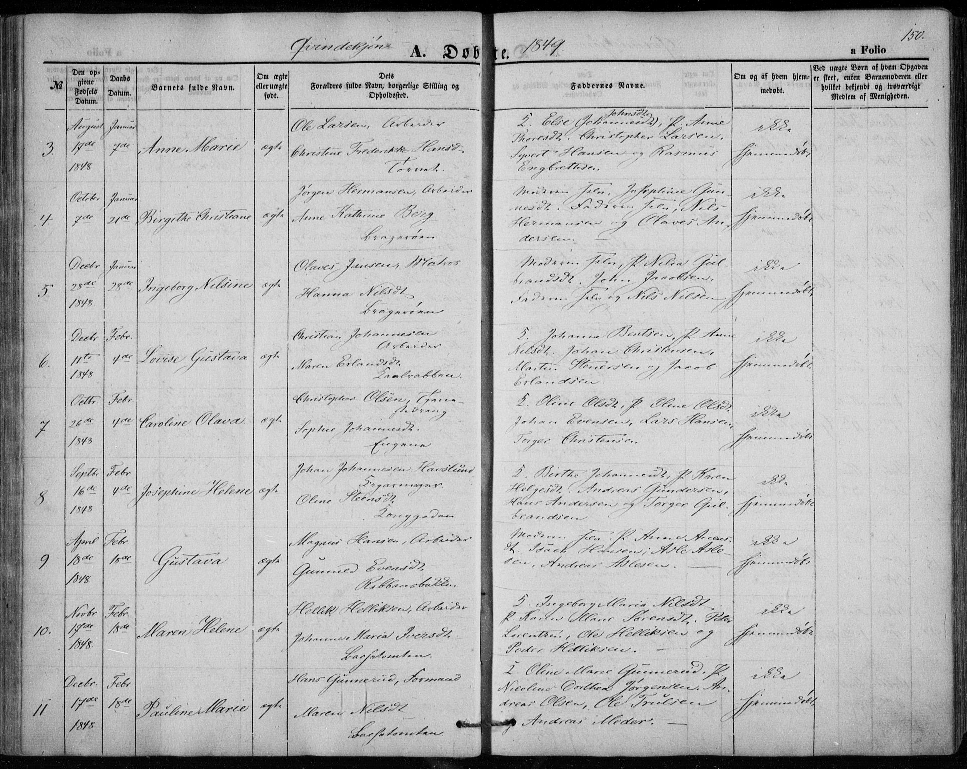 Bragernes kirkebøker, AV/SAKO-A-6/F/Fb/L0002: Parish register (official) no. II 2, 1848-1859, p. 150