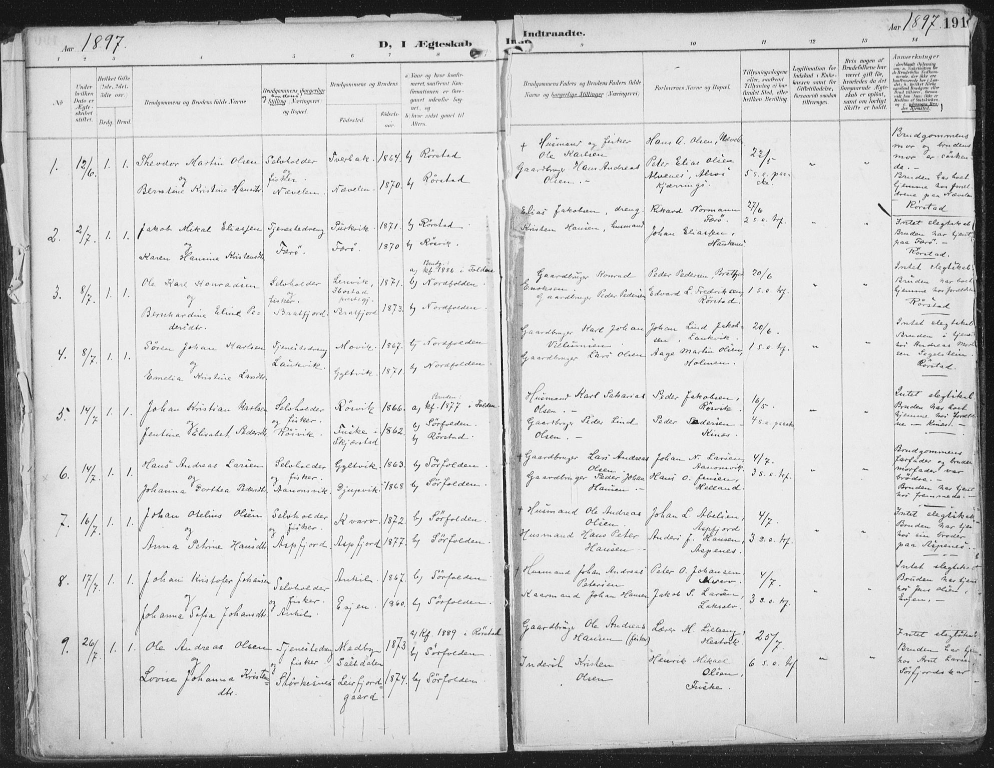 Ministerialprotokoller, klokkerbøker og fødselsregistre - Nordland, AV/SAT-A-1459/854/L0779: Parish register (official) no. 854A02, 1892-1909, p. 191